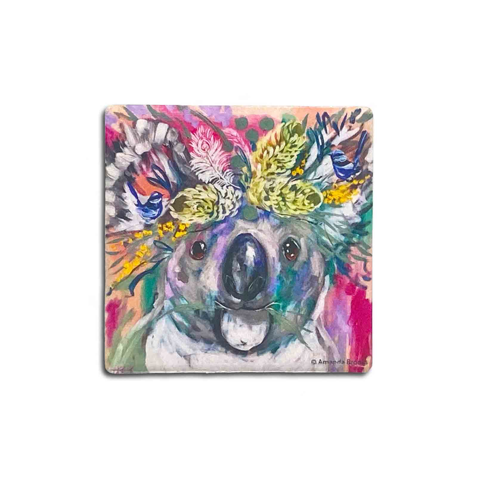 Amanda Brooks Australian Koala & Wren Flora Fine Art Magnet