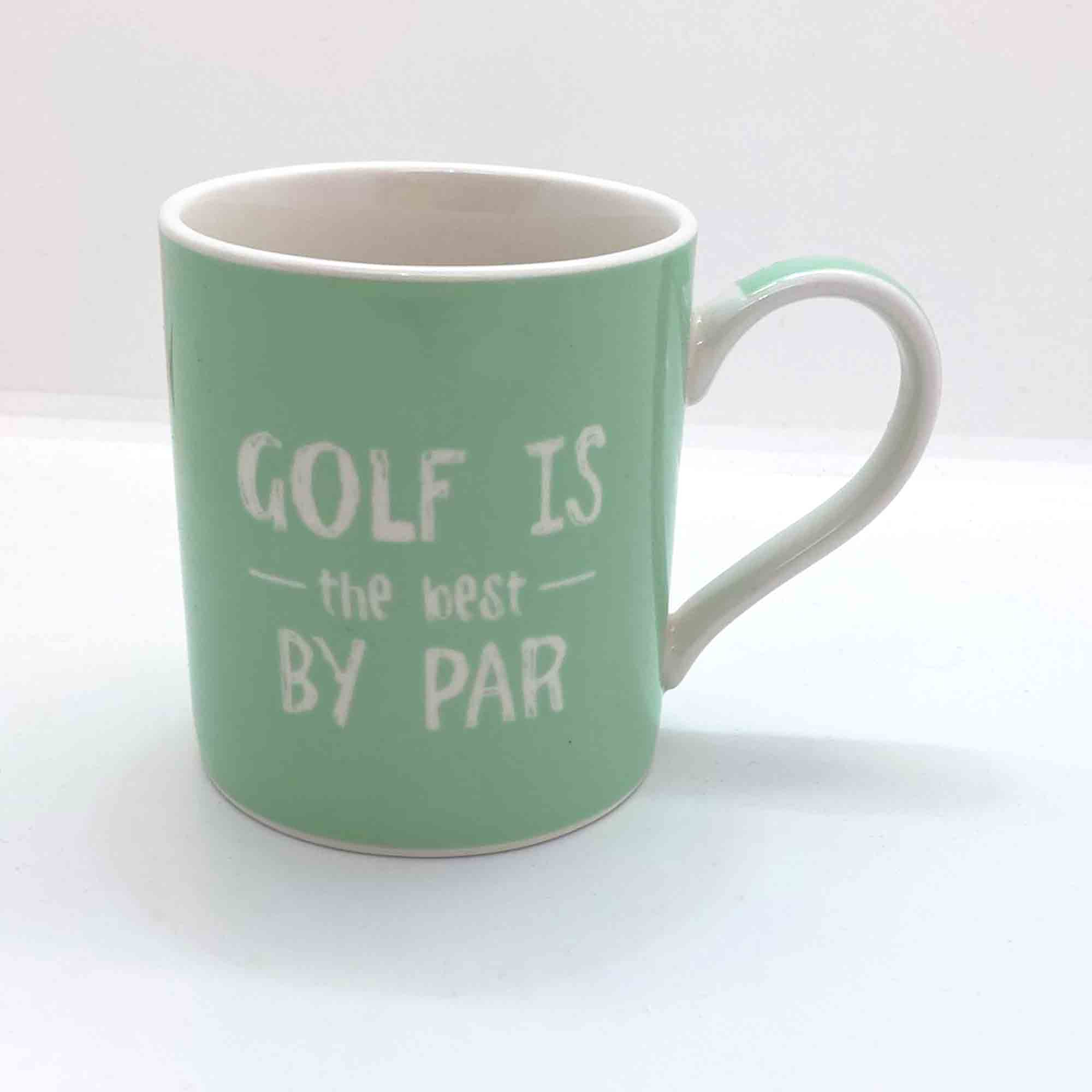 Green mug with &