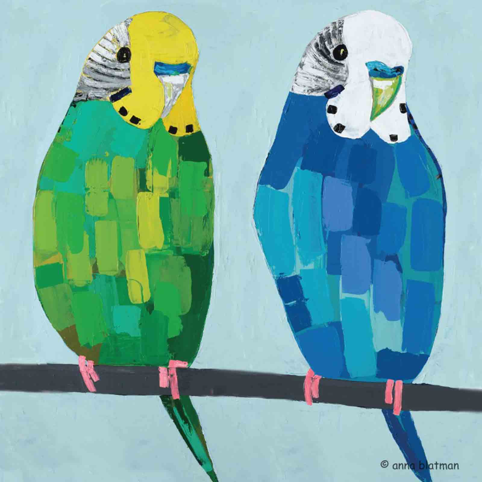 Australian Artist Anna Blatman Byron & Bruno Dolomite Stone Absorbent Trivet - Budgies