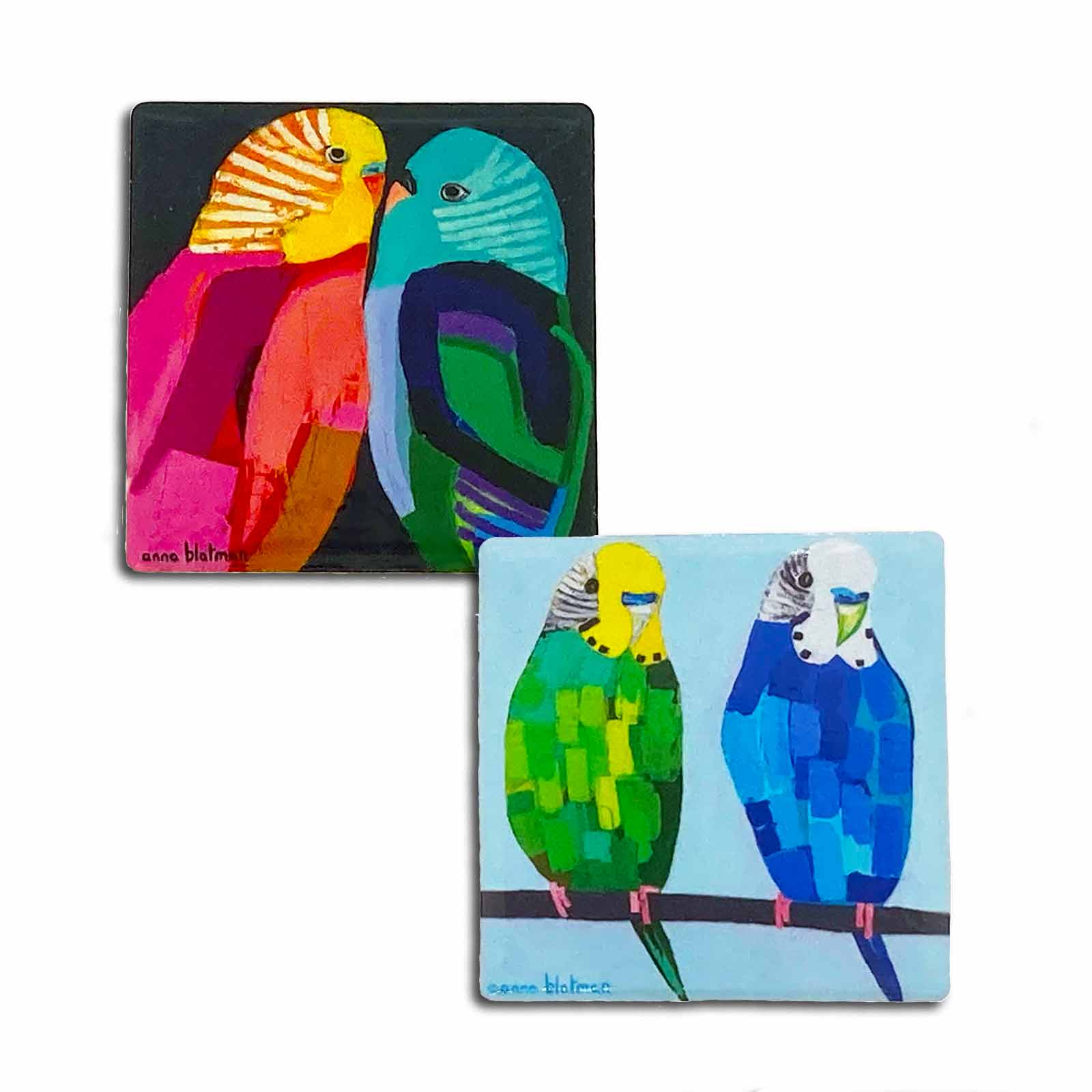 Anna Blatman Fine Art Budgerigar Budgies Magnets