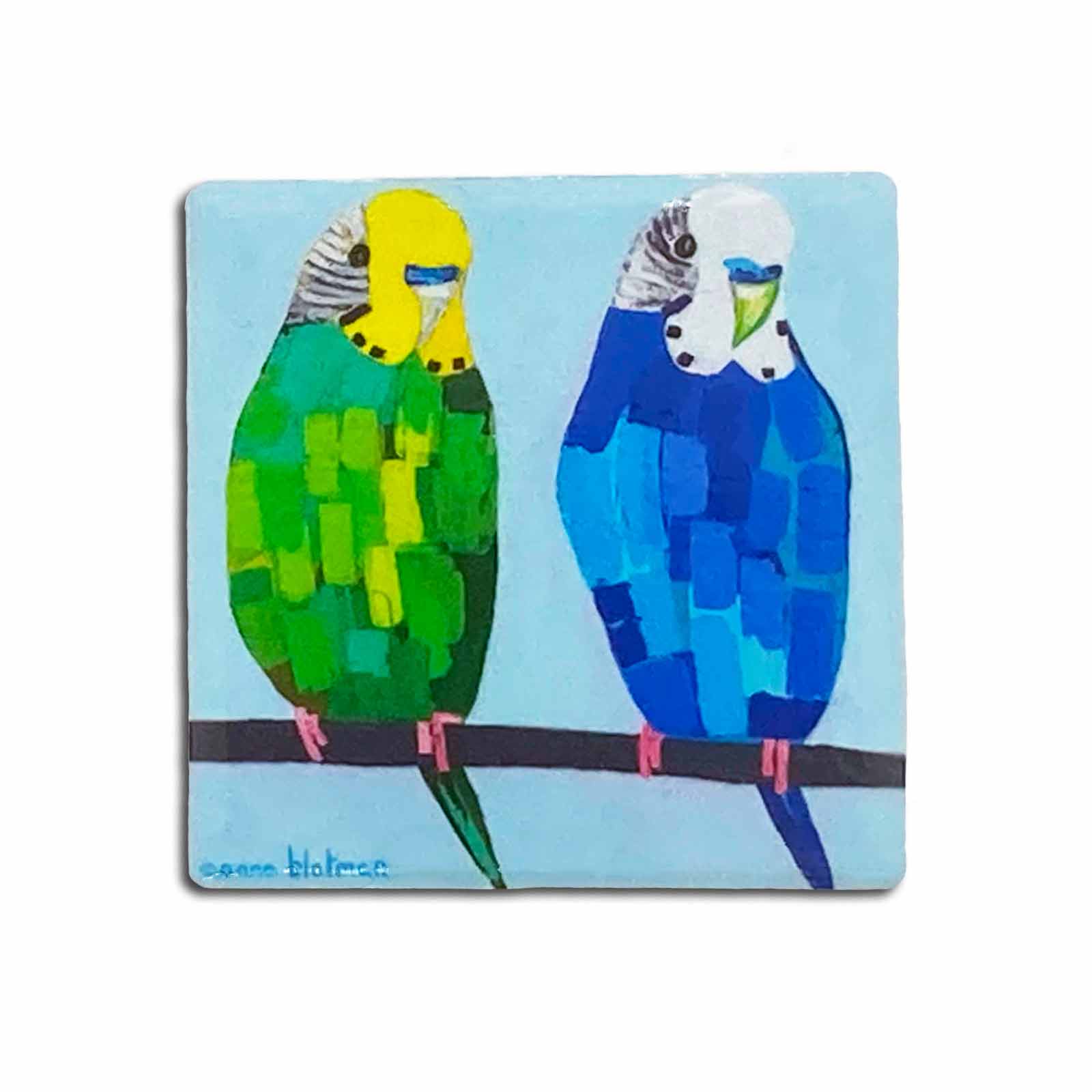 Anna Blatman Fine Art Byron & Bruno Budgerigar Budgies Magnet