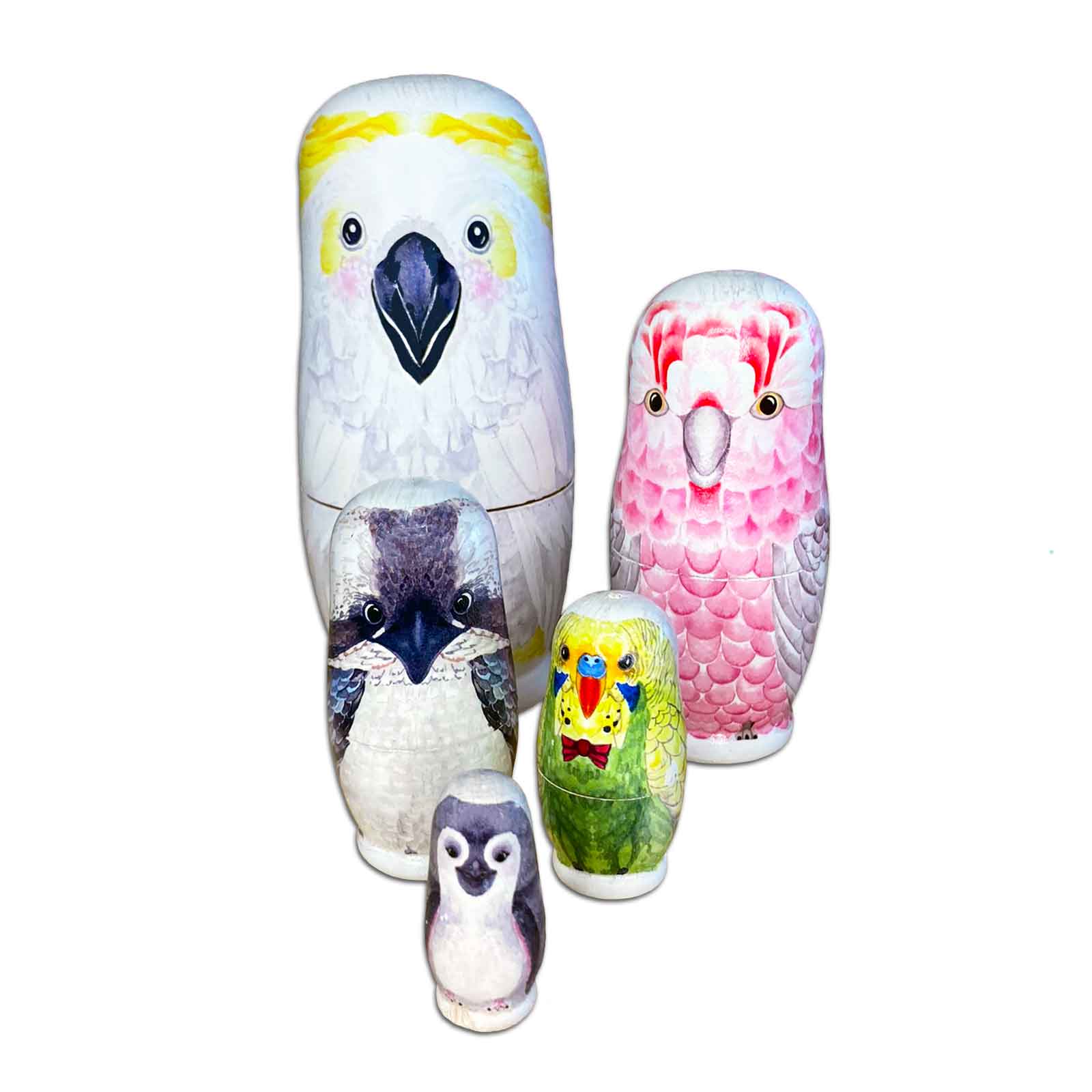 Australian Birds Wooden Nesting Dolls