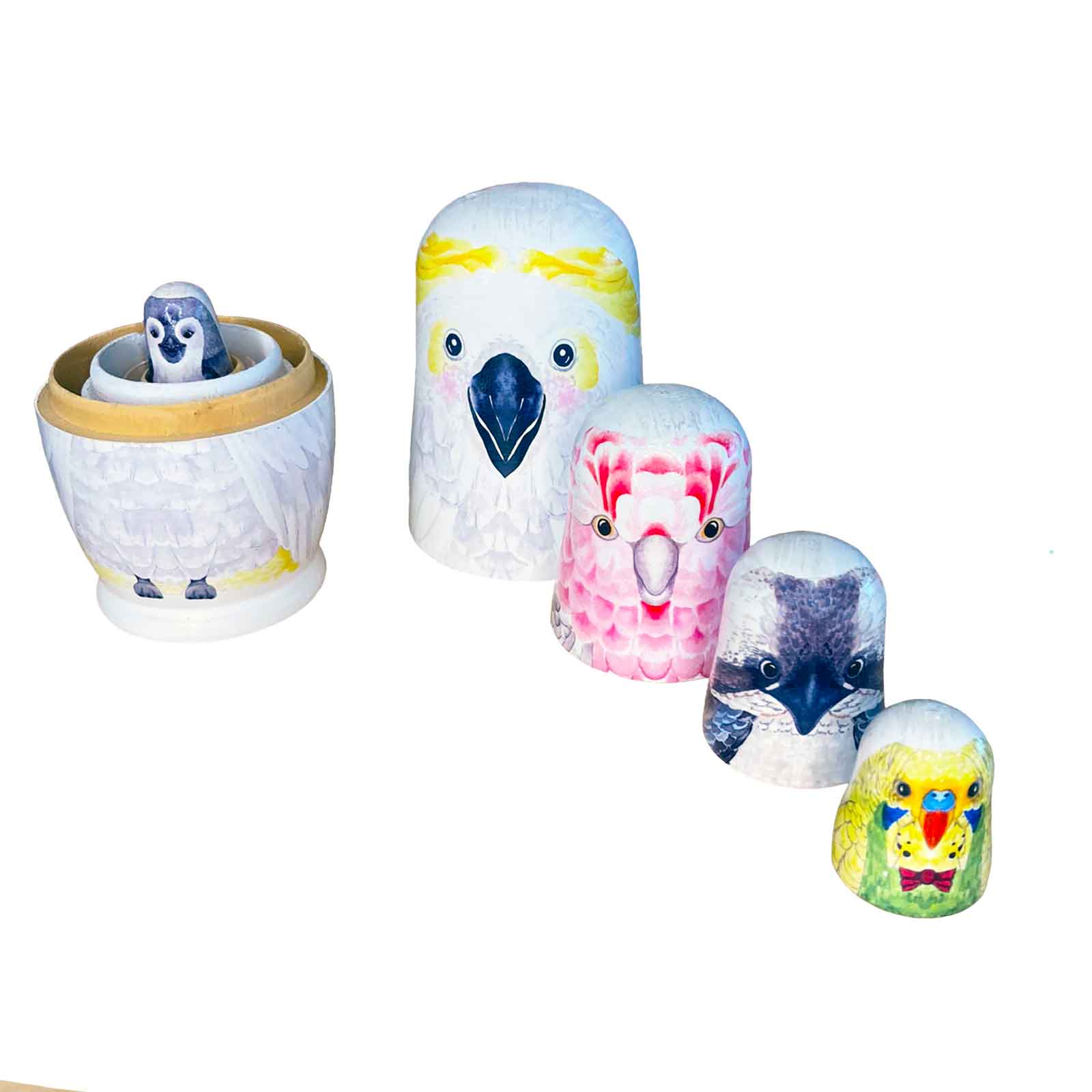 Australian Birds Wooden Nesting Dolls