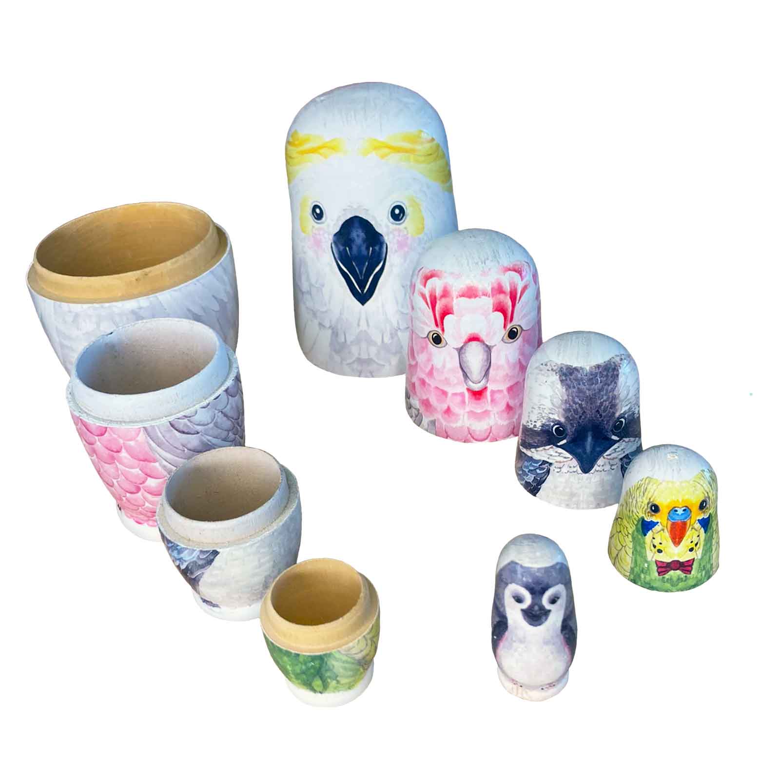 Australian Birds Wooden Nesting Dolls