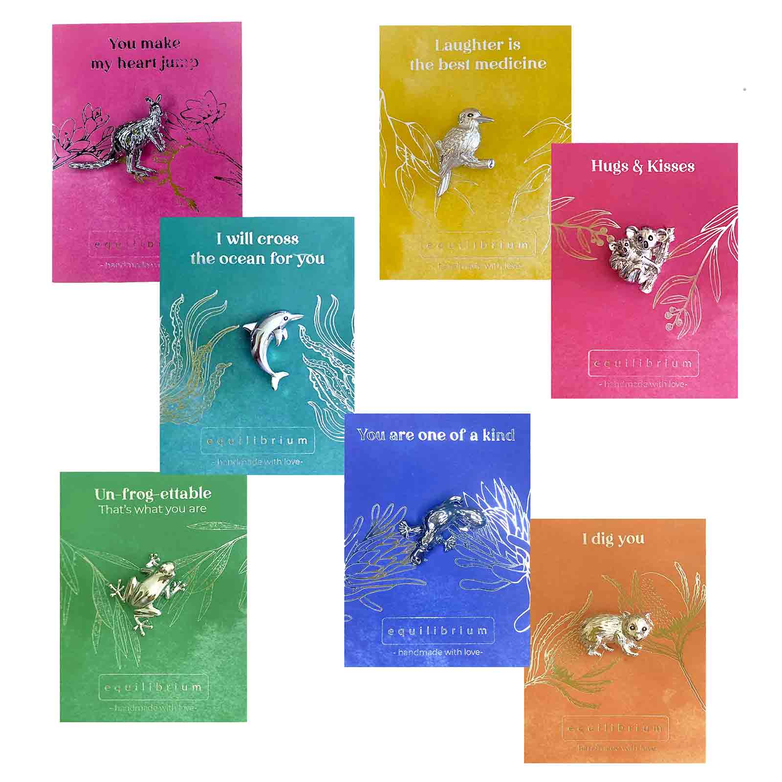 Australian Fauna Lapel Pin Brooch Badge Dolphin Frog Kangaroo Koala Kookaburra Platypus Wombat