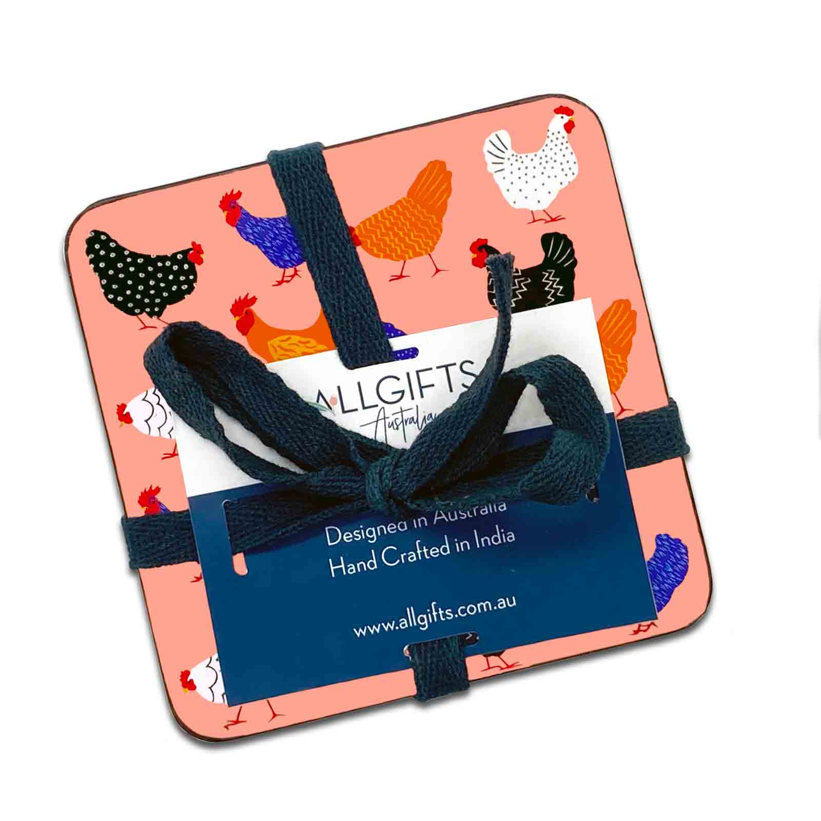 Bright Hens Set of 4 Resin Coasters Allgifts Australia