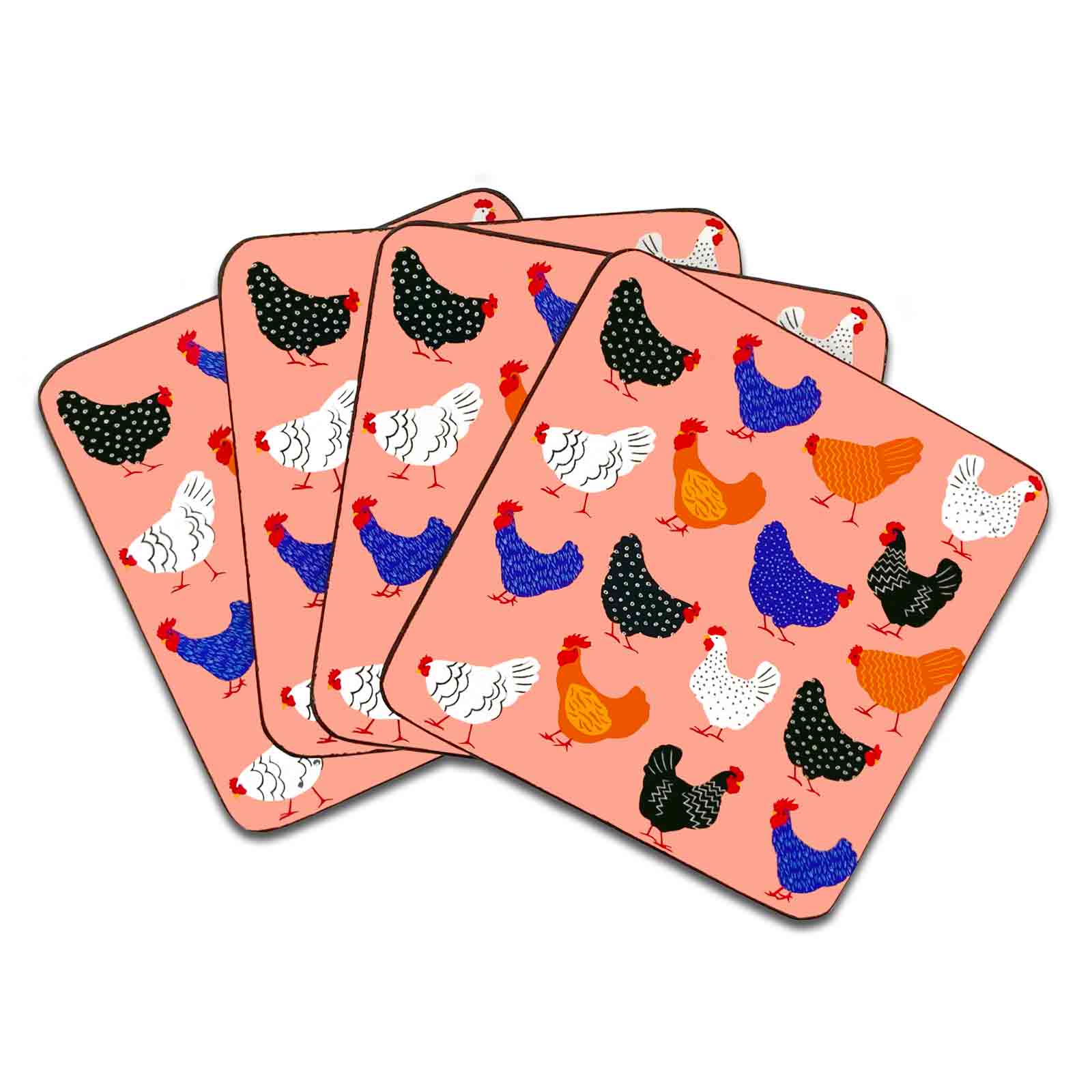 Bright Hens Set of 4 Resin Coasters Allgifts Australia