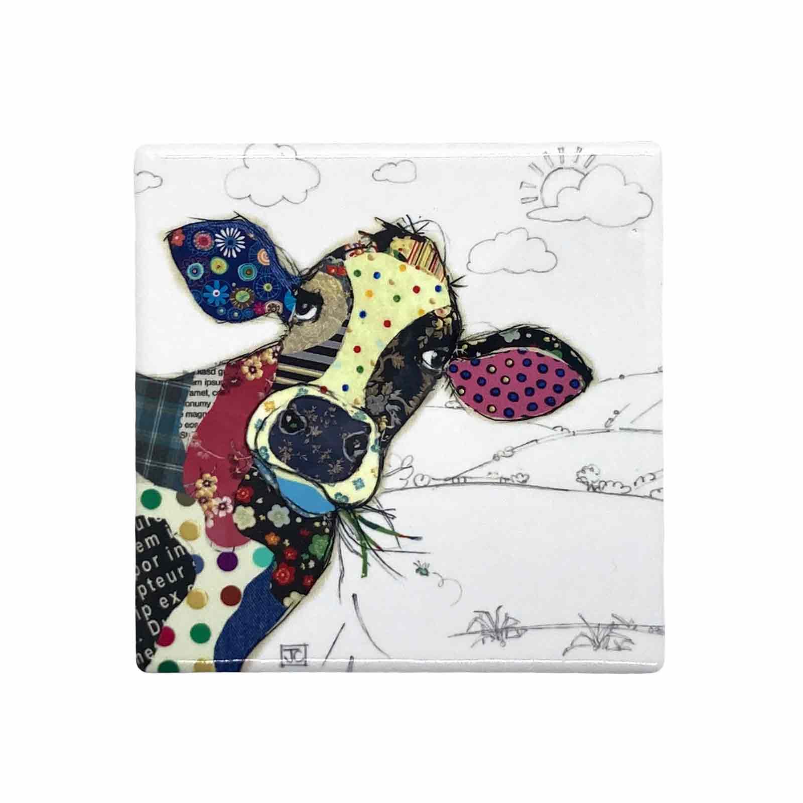 Bug Art Kooks Connie Cow Ceramic Coaster