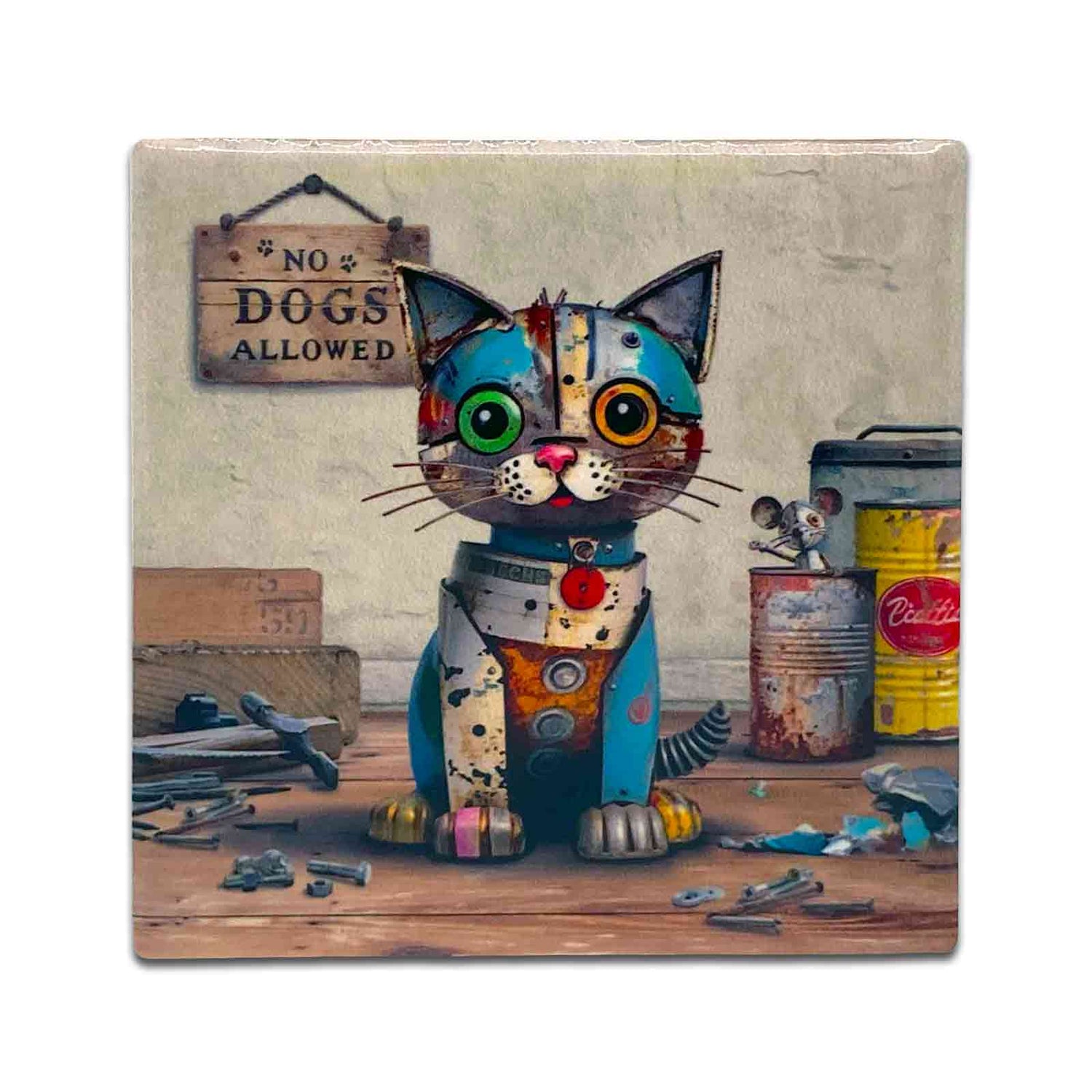 Bug Art Scraps Ceramic Coaster - Scrap Cat