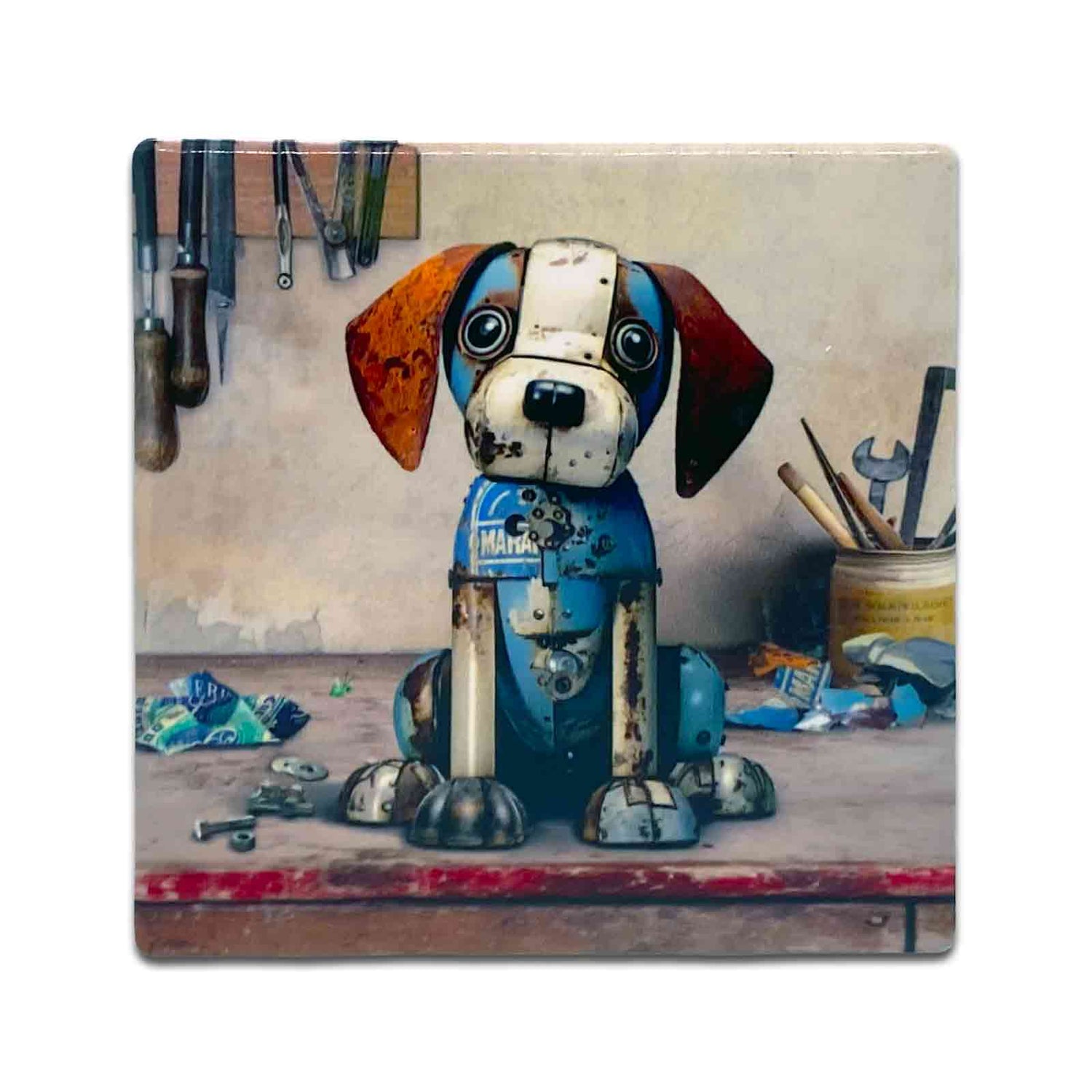 Bug Art Scraps Ceramic Coaster - Scrap Dog