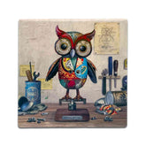 Bug Art Scraps Ceramic Coaster - Scrap Owl