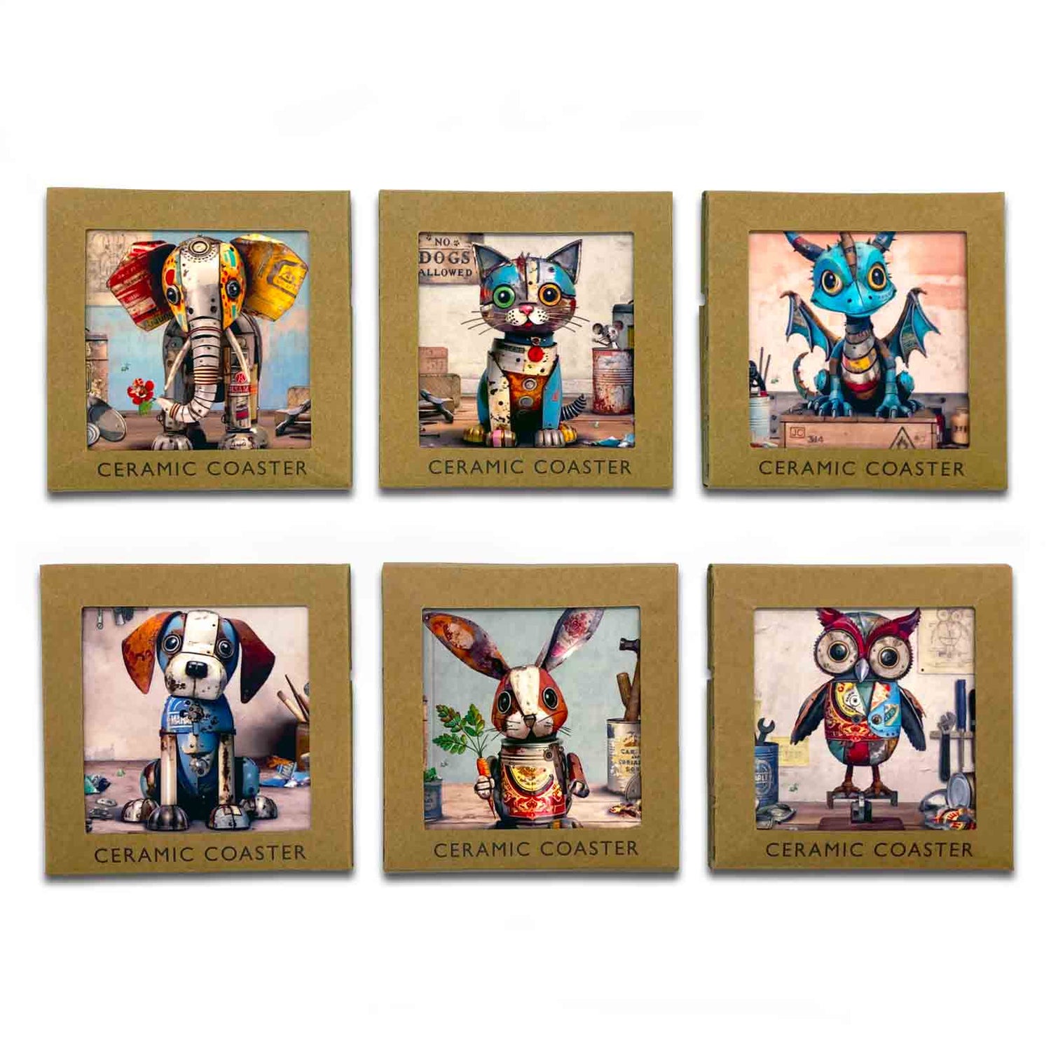 Bug Art Scraps Ceramic Coasters - 6 assorted designs