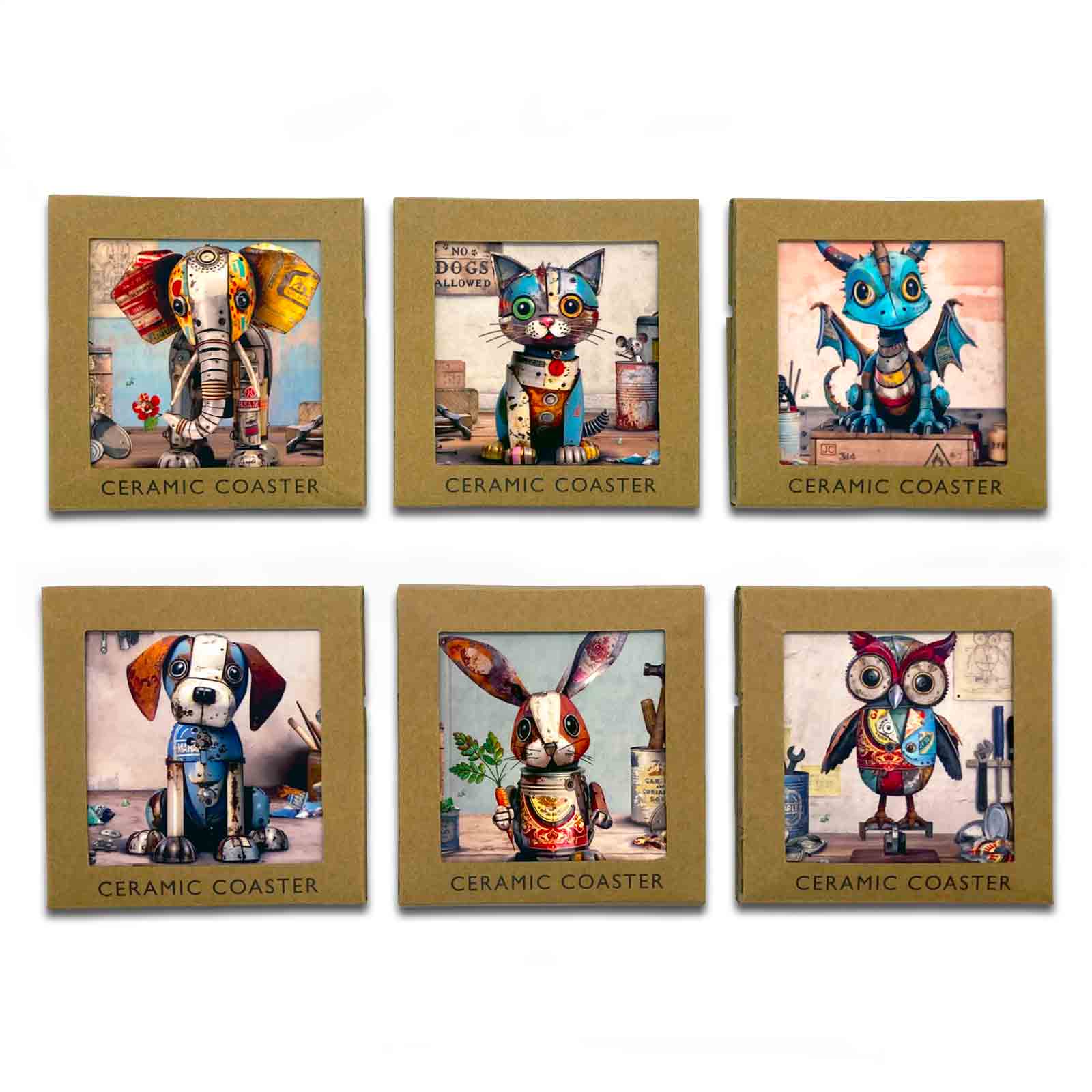 Bug Art Scraps Ceramic Coasters - 6 assorted designs