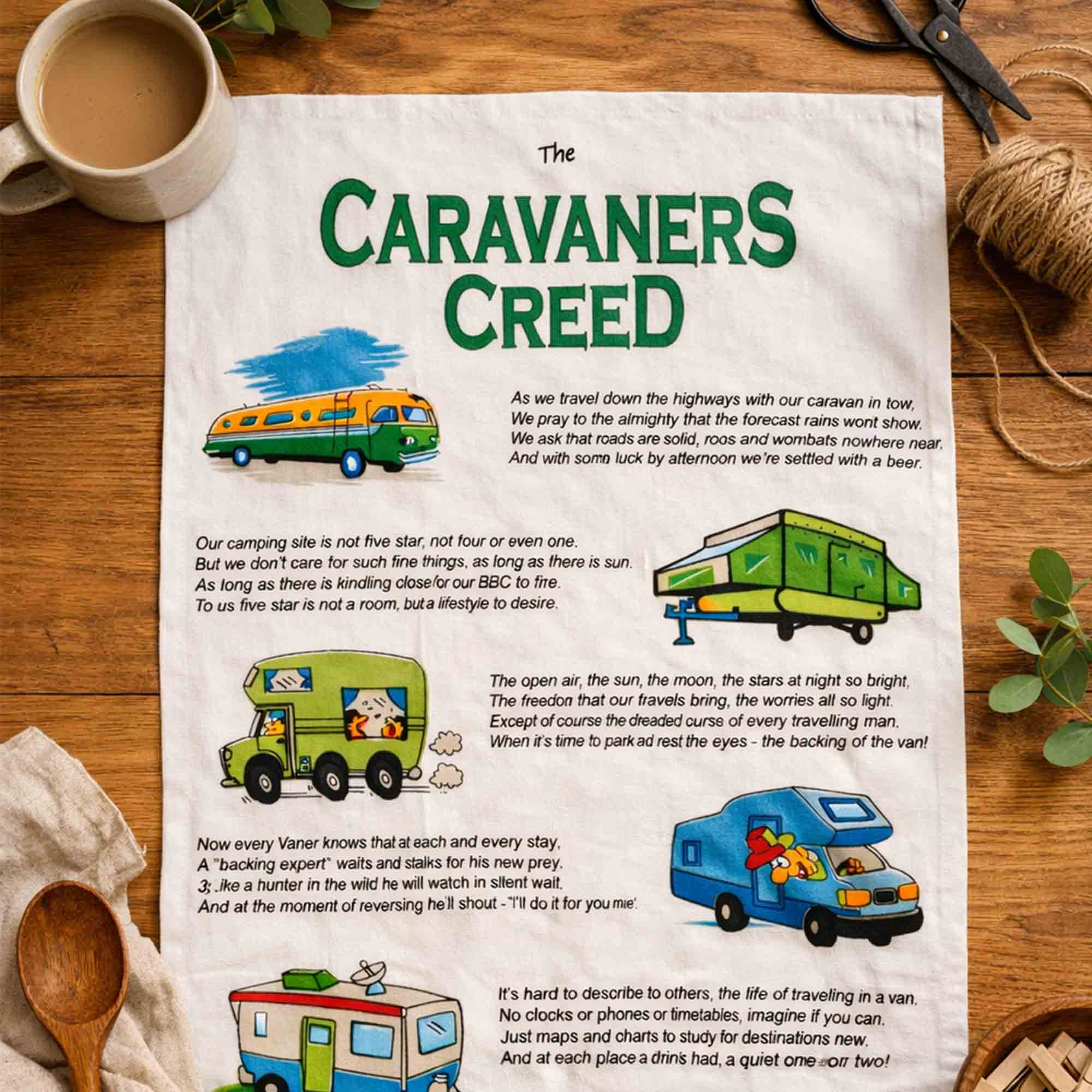 Tea towel with &