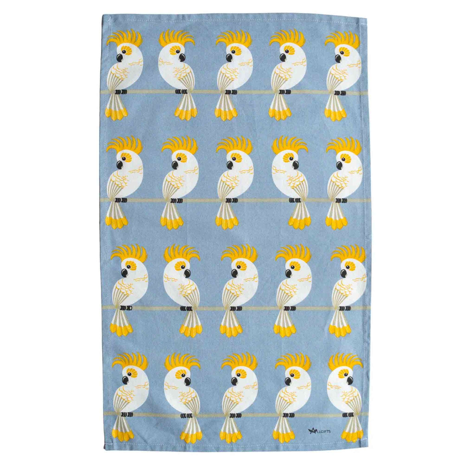 Tea Towel with Cockatoos printed on it