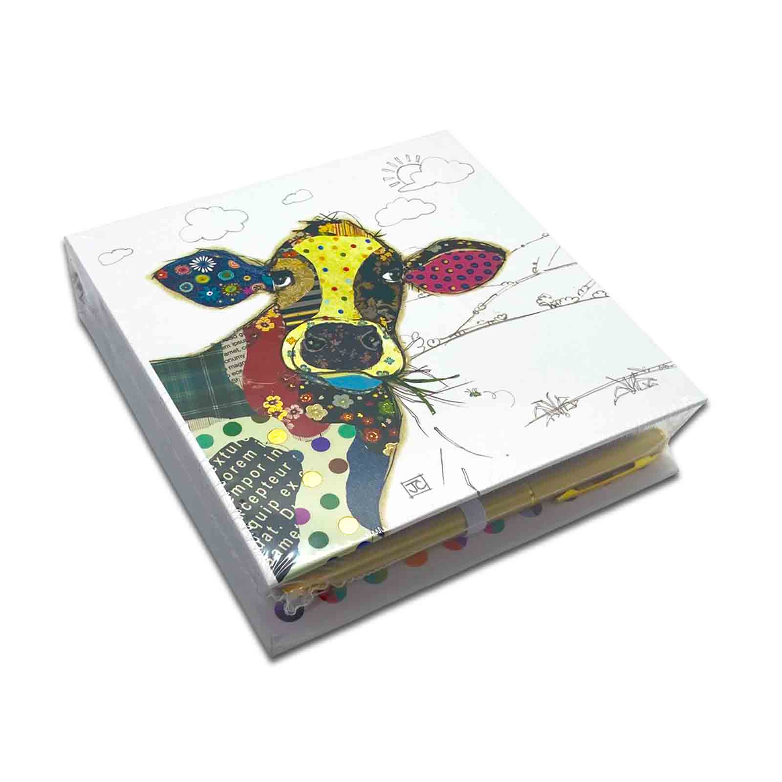 Connie Cow Bug Art Kook Hardcover Memo Pad with Pen