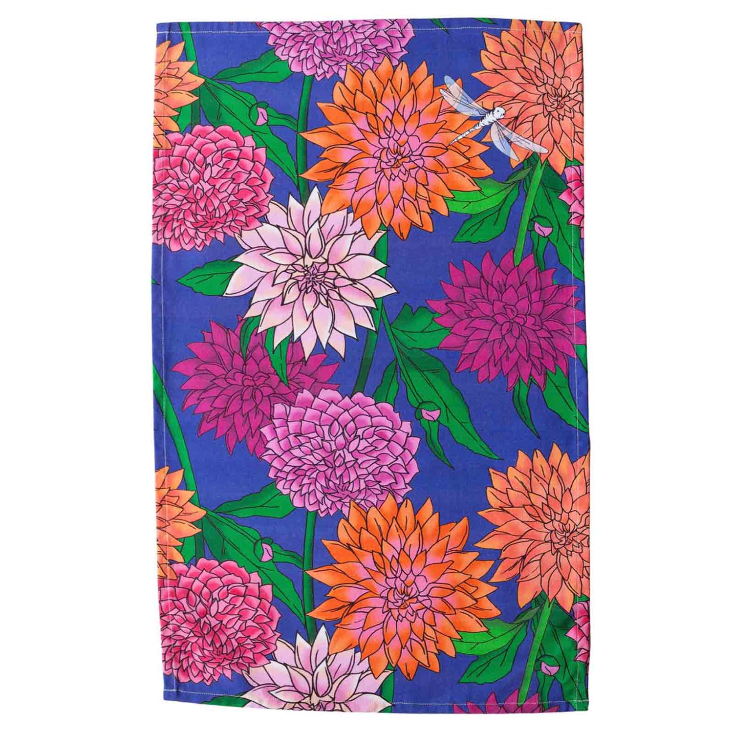 Dahlias 100% Cotton Tea Towel