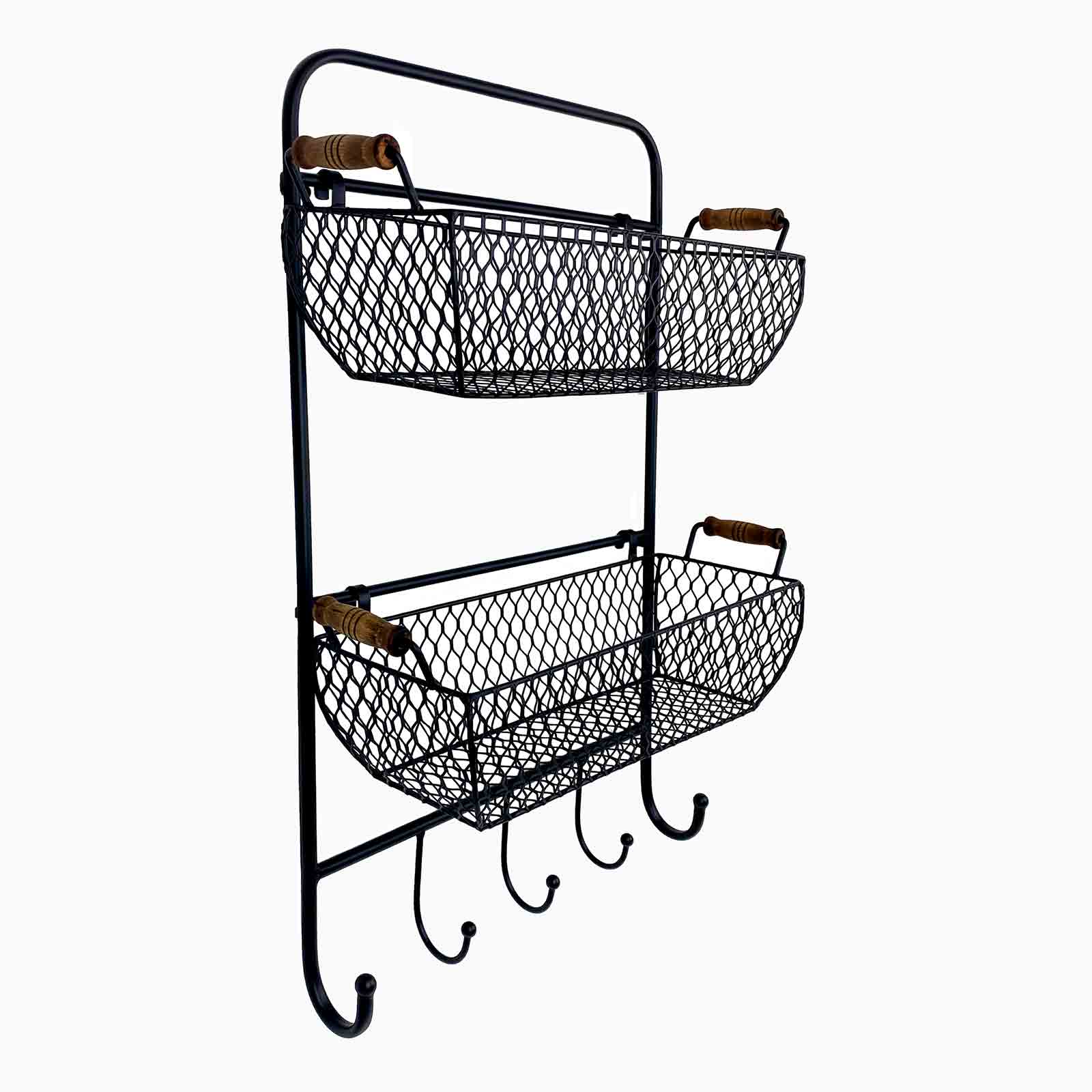 Wire Mesh Wall Hung Organiser with Removable Baskets