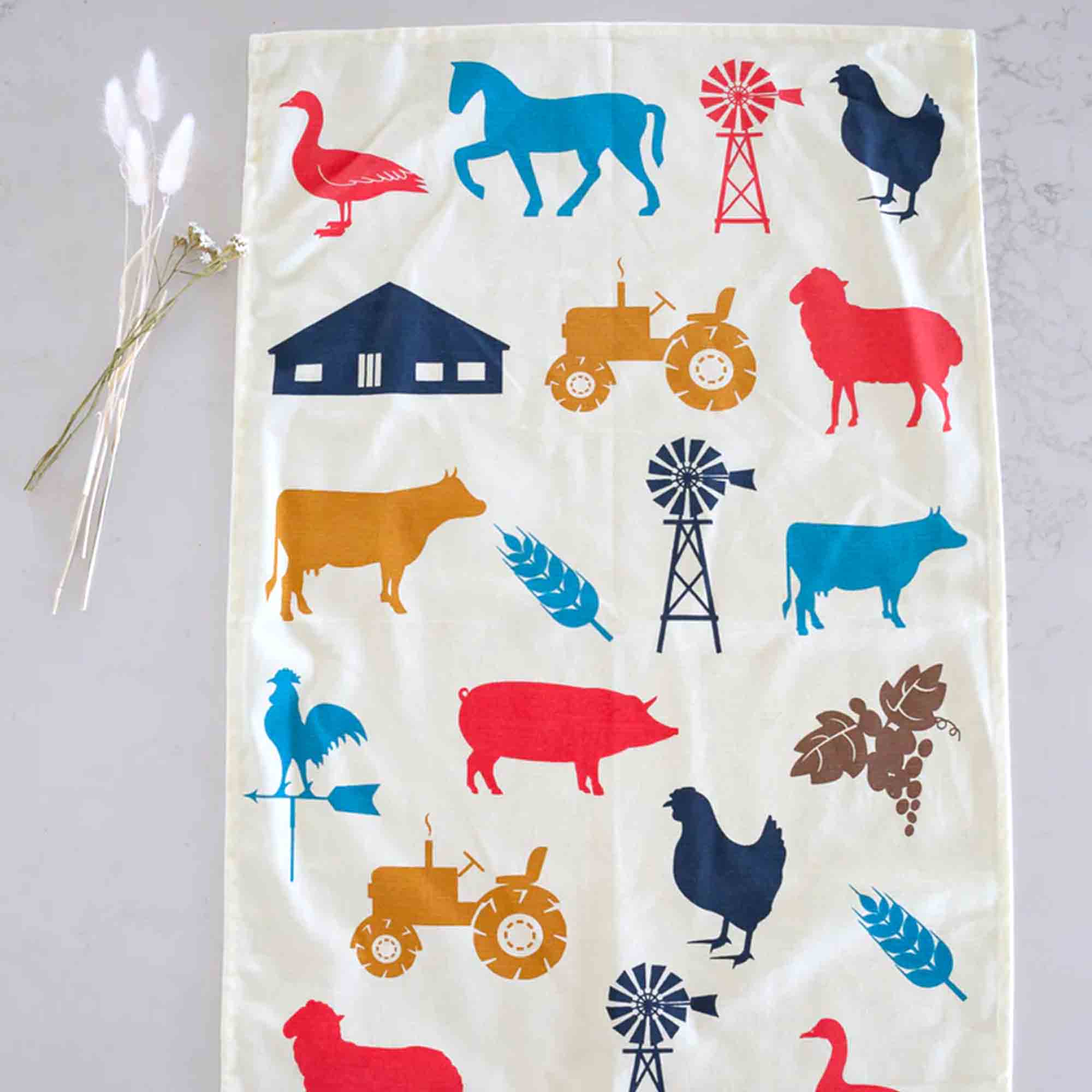 Farm Cotton Tea Towel – 100% cotton Australian kitchen textile