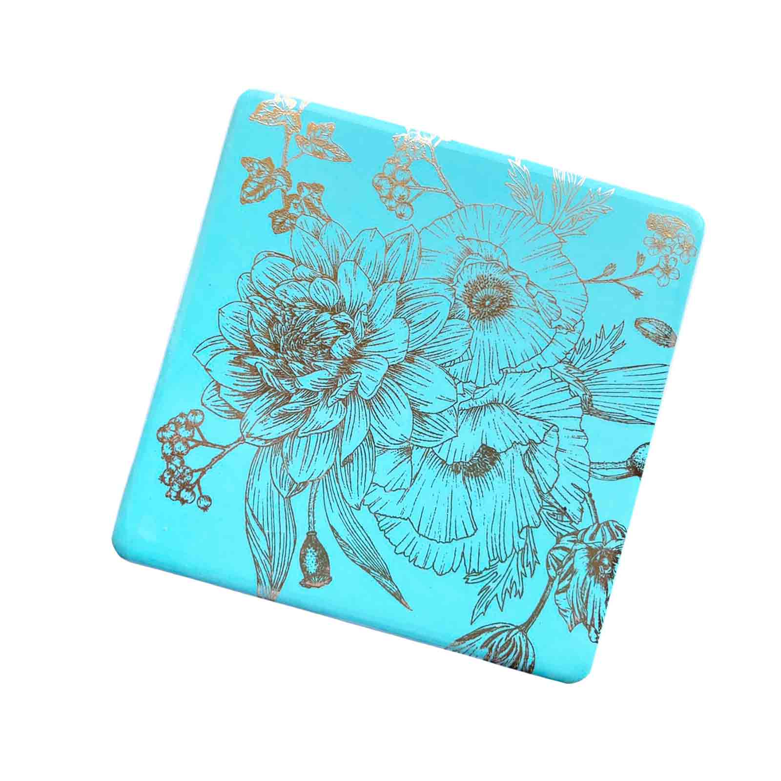 Green Florabella Bone China Set of 4 Coasters