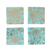 Green Florabella Bone China Set of 4 Coasters