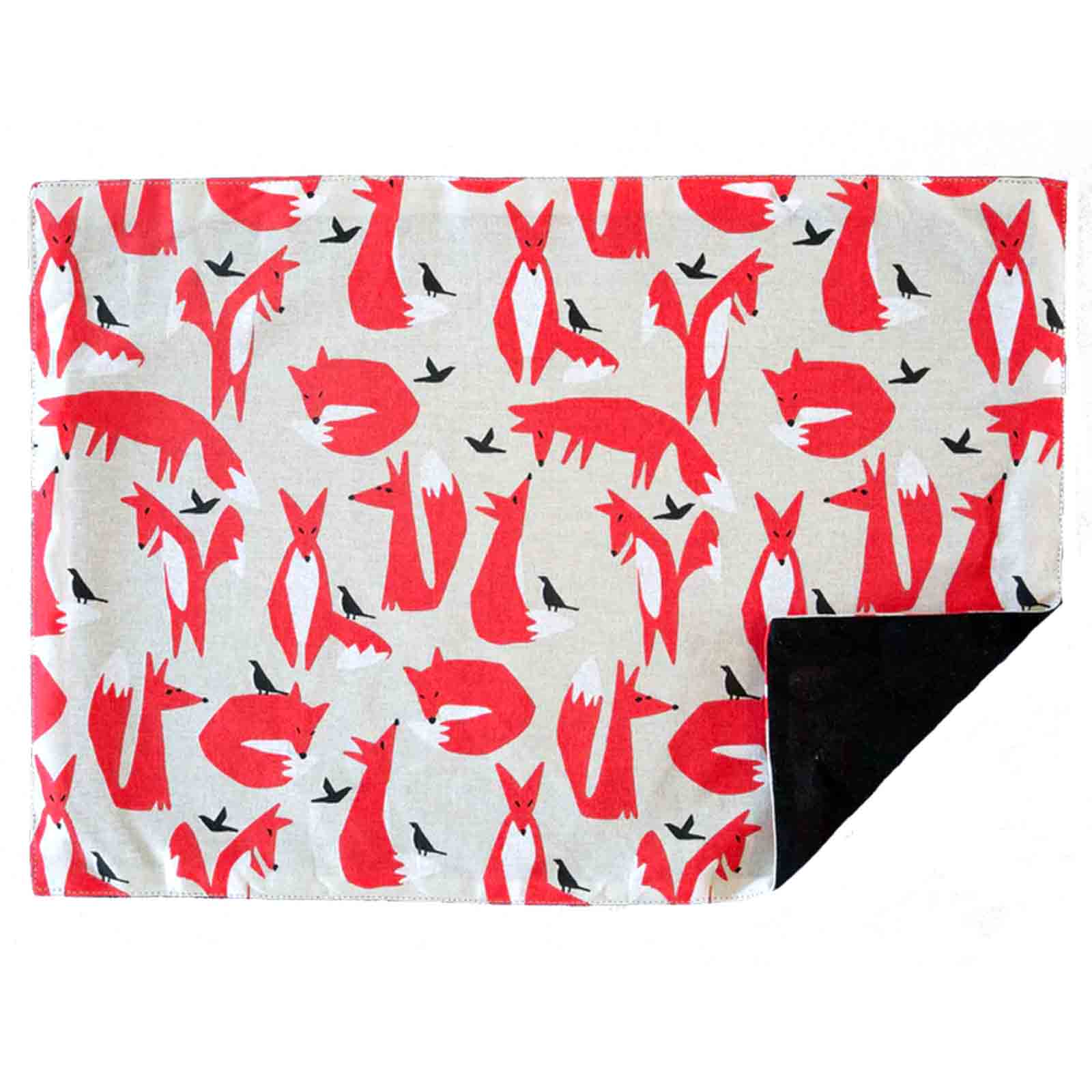 Foxes 100% Cotton Fabric Placemats - Set of 4