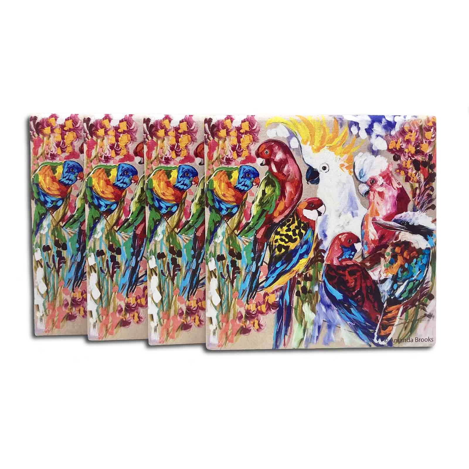 Amanda Brooks The Garden Party Set of 4 Dolomite Stone Absorbent Coasters