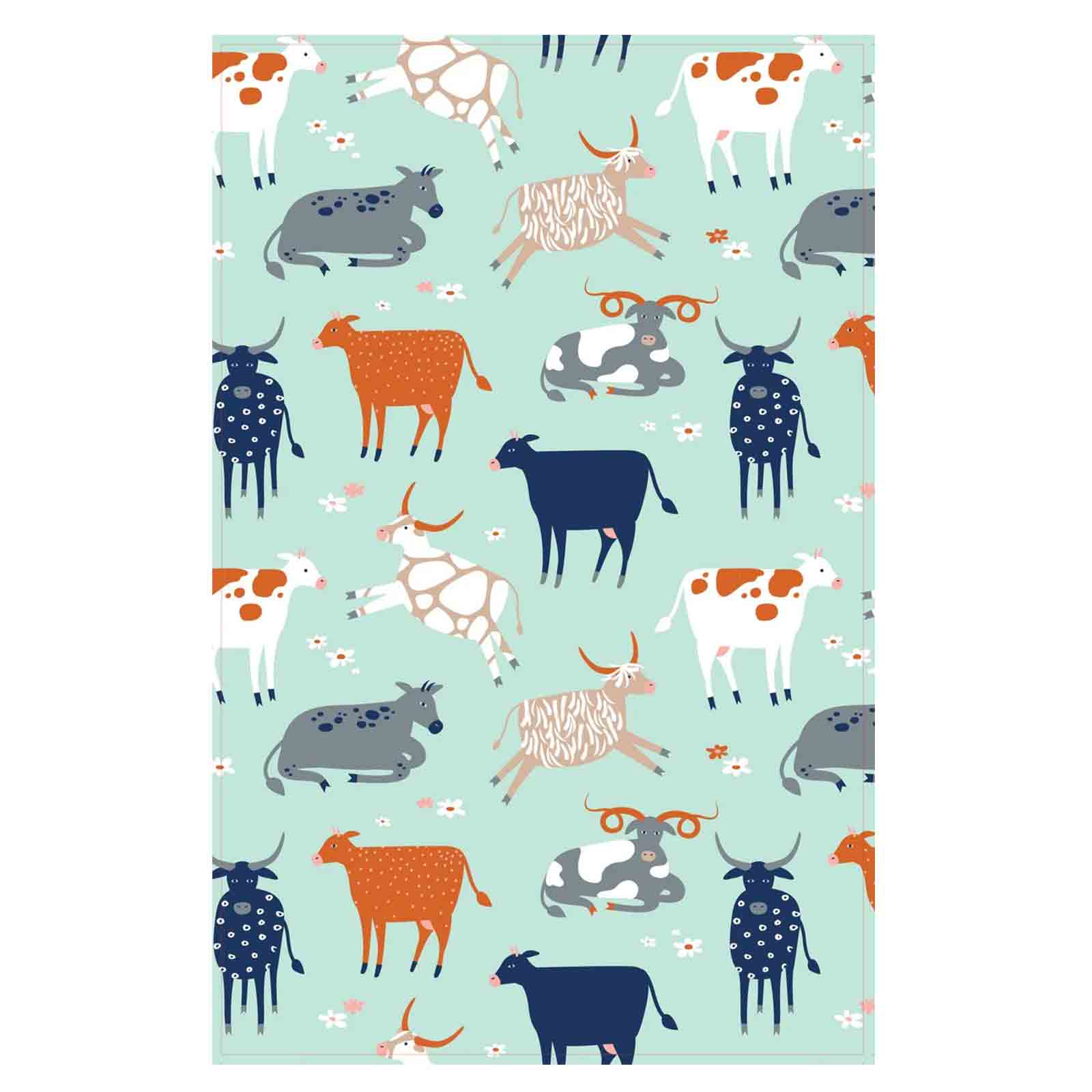 Green Cows 100% Cotton Tea Towel