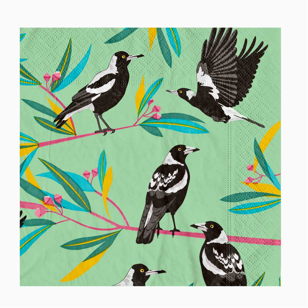 Green back Magpie Paper Serviette Napkins - pack of 20