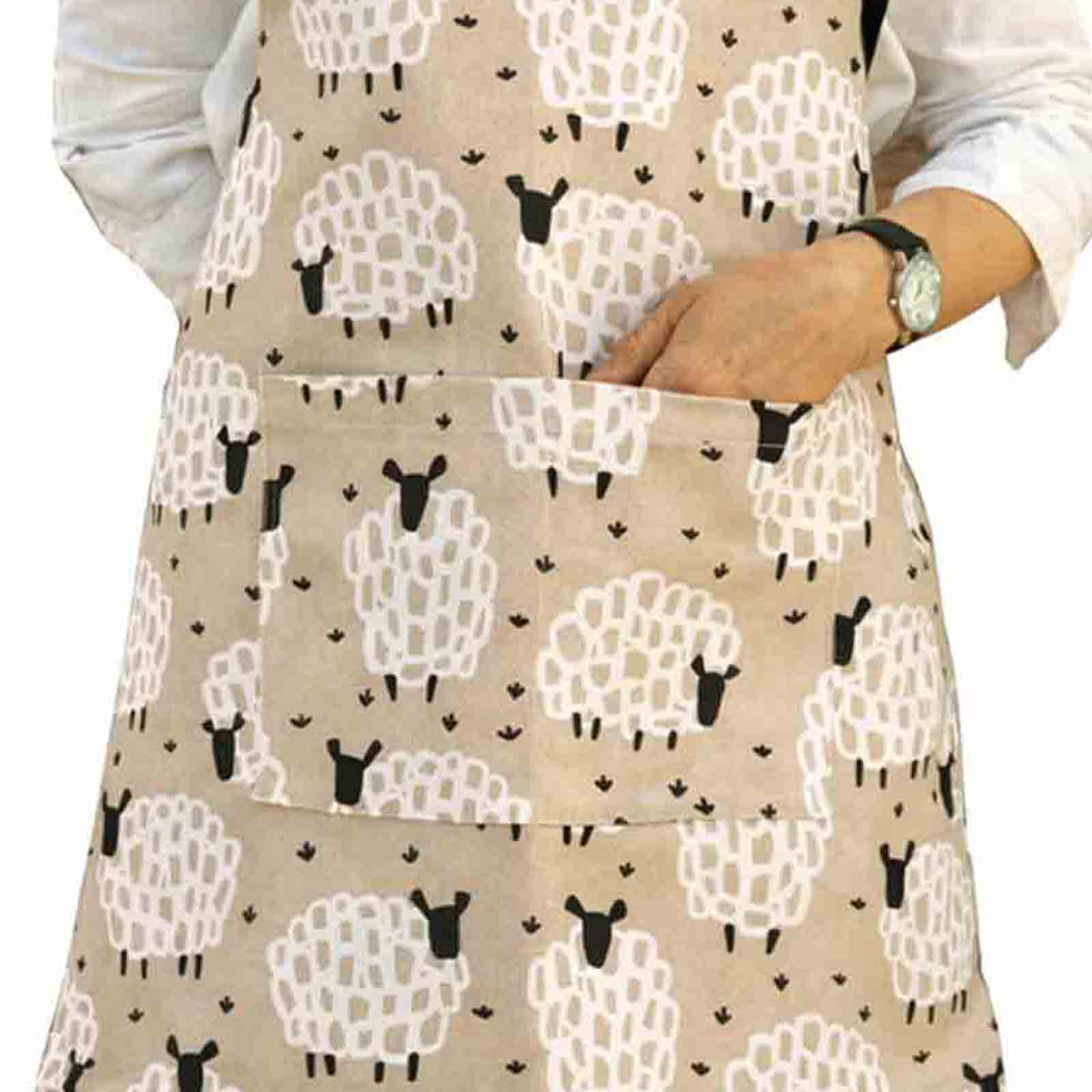 Grey sheep apron - close up of large pocket