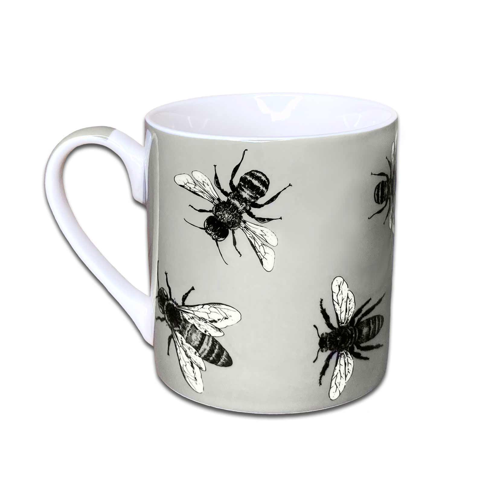 Sketch Bees Grey Gift Boxed Ceramic Coffee Mug Australian Designed