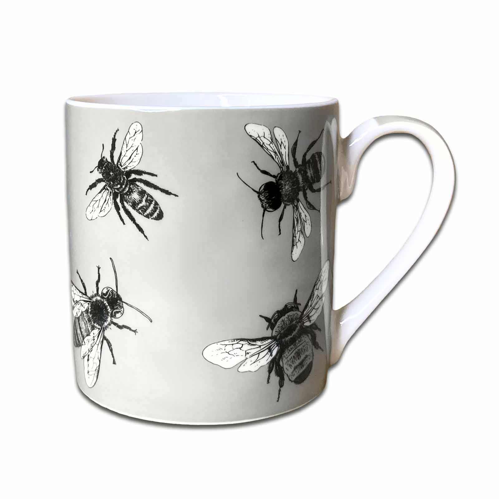 Sketch Bees Grey Gift Boxed Ceramic Coffee Mug Australian Designed