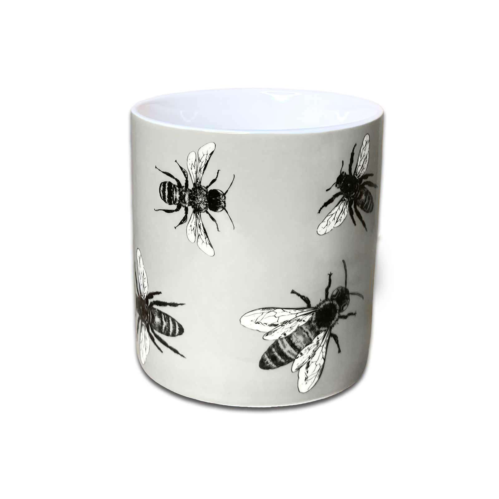 Sketch Bees Grey Gift Boxed Ceramic Coffee Mug Australian Designed