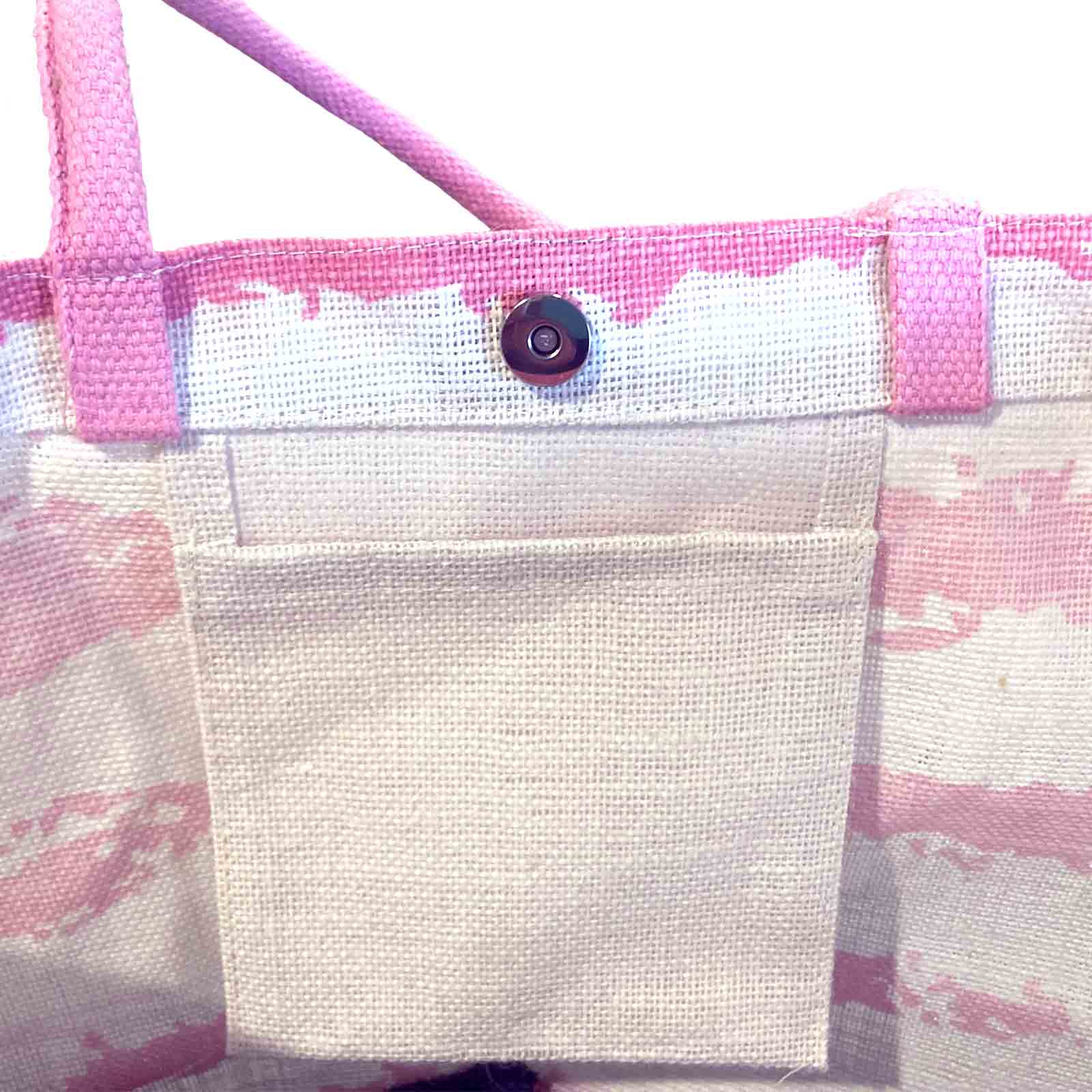 Striped Hello Summer Sequin Jute Beach Bag Tote