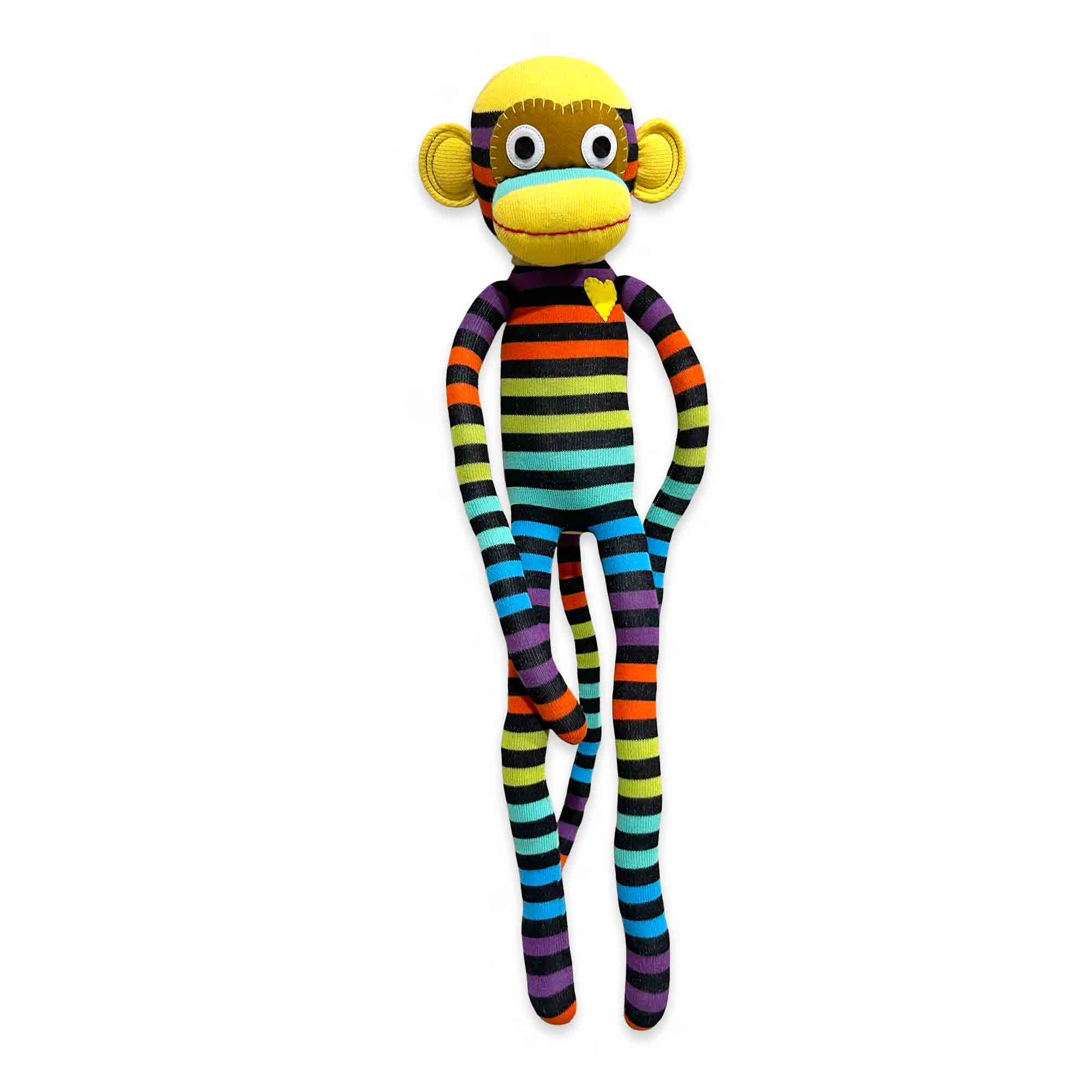 Jax 70cm multi-coloured stripe sock monkey plush toy