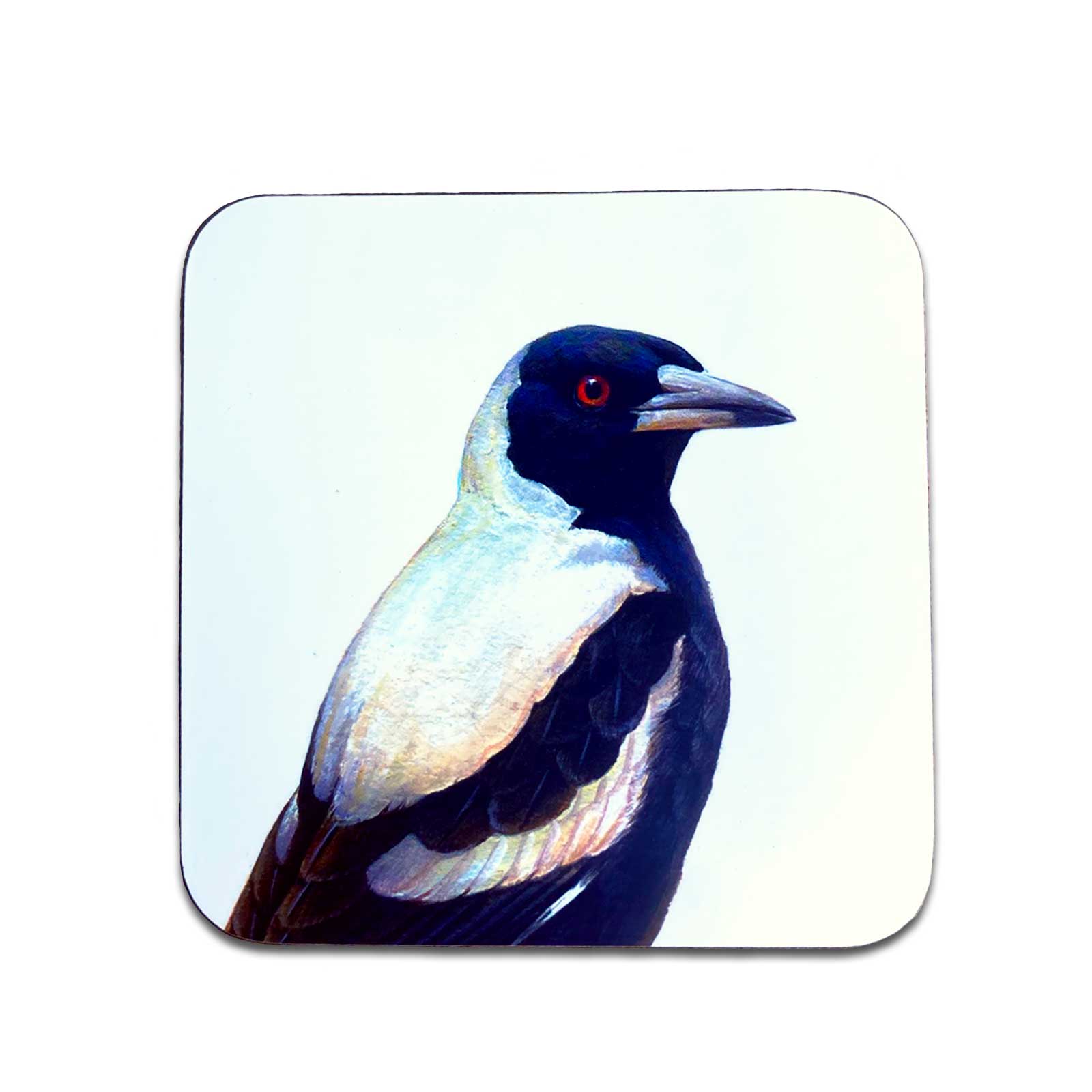 Jeremy Boot Collections Set of 4 Gift Box Australian Magpie Fine Art Australian Birds Coasters