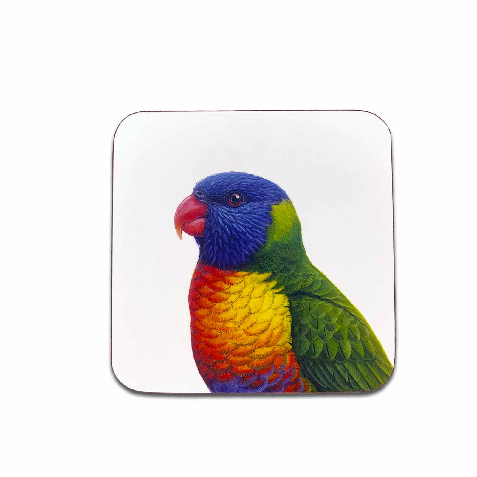 Jeremy Boot Set of 4 Gift Boxed Rainbow Lorikeet Fine Art Coasters - Australian Birds