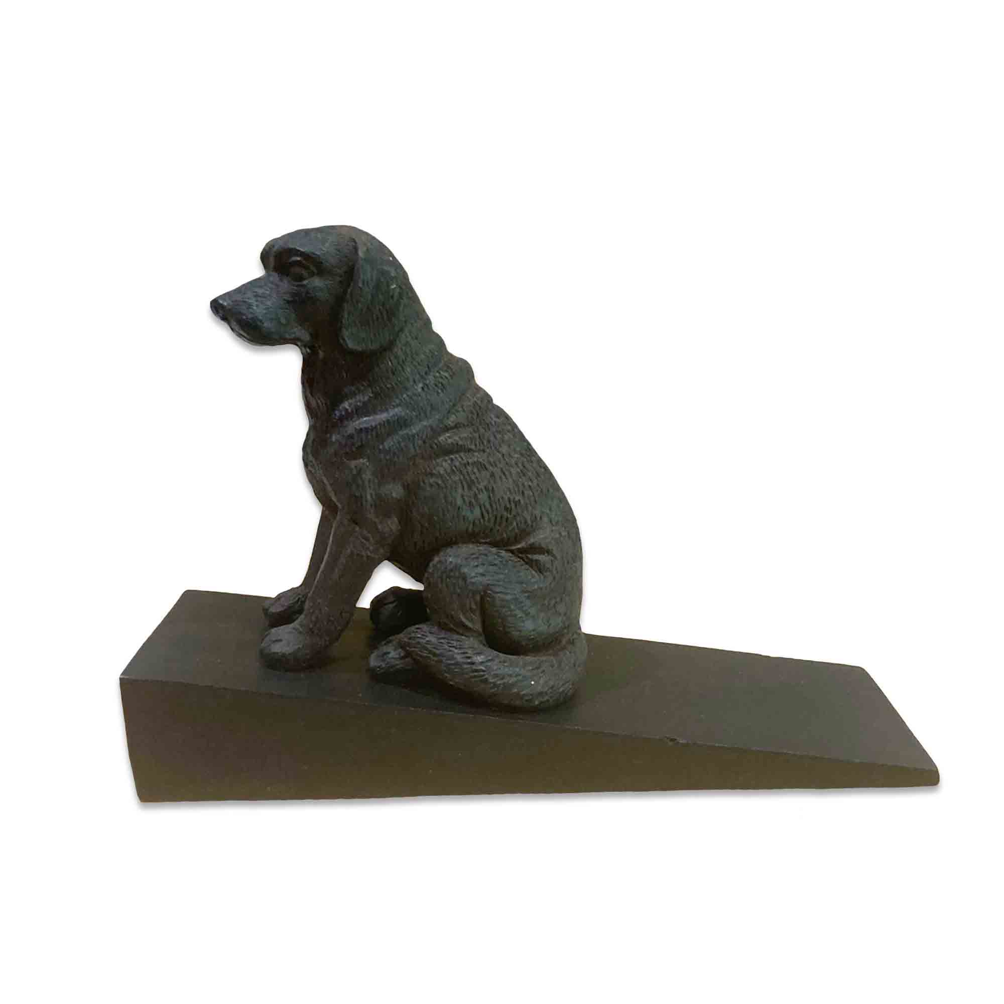 Resin Labrador Dog on a Wooden Door Wedge