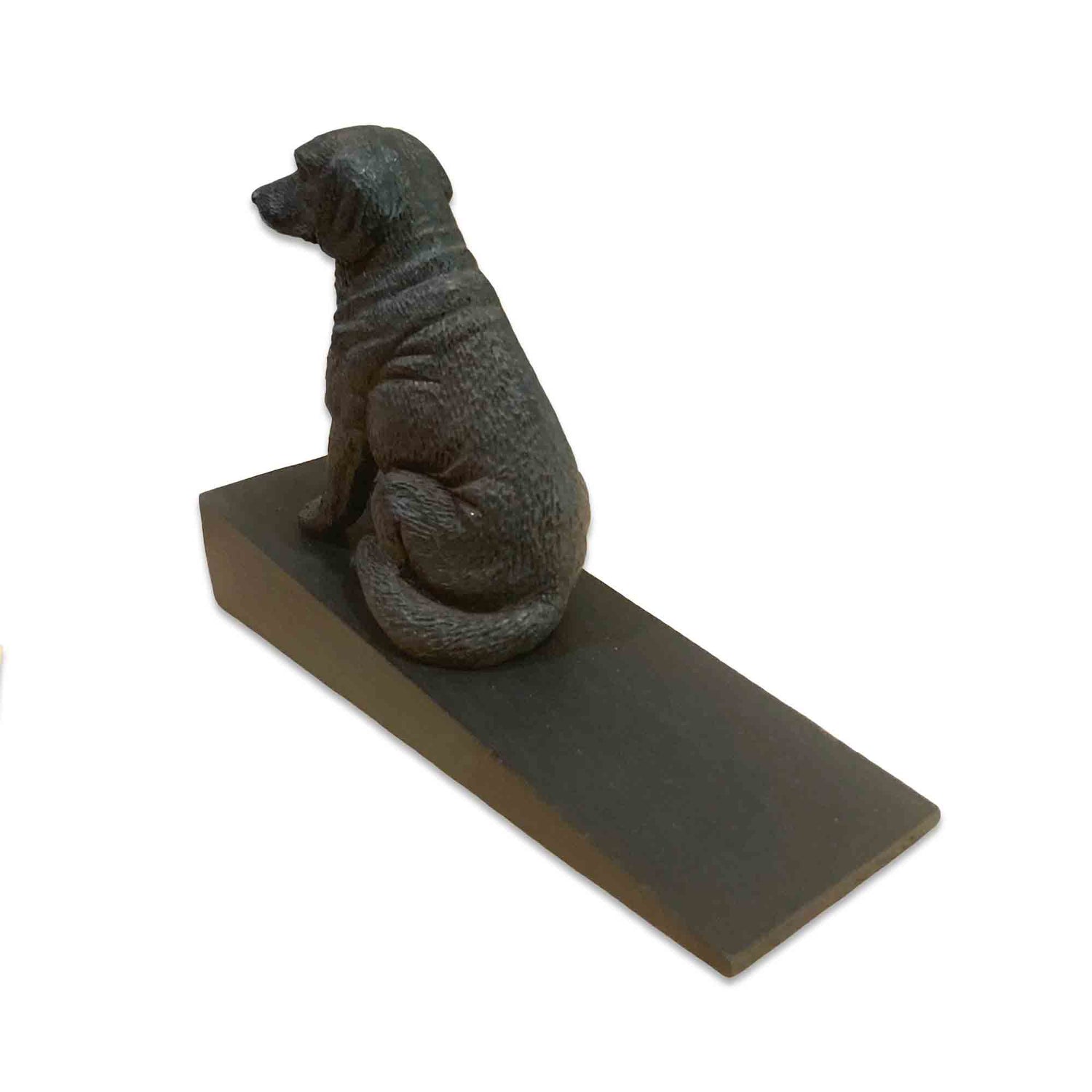 Resin Labrador Dog on a Wooden Door Wedge
