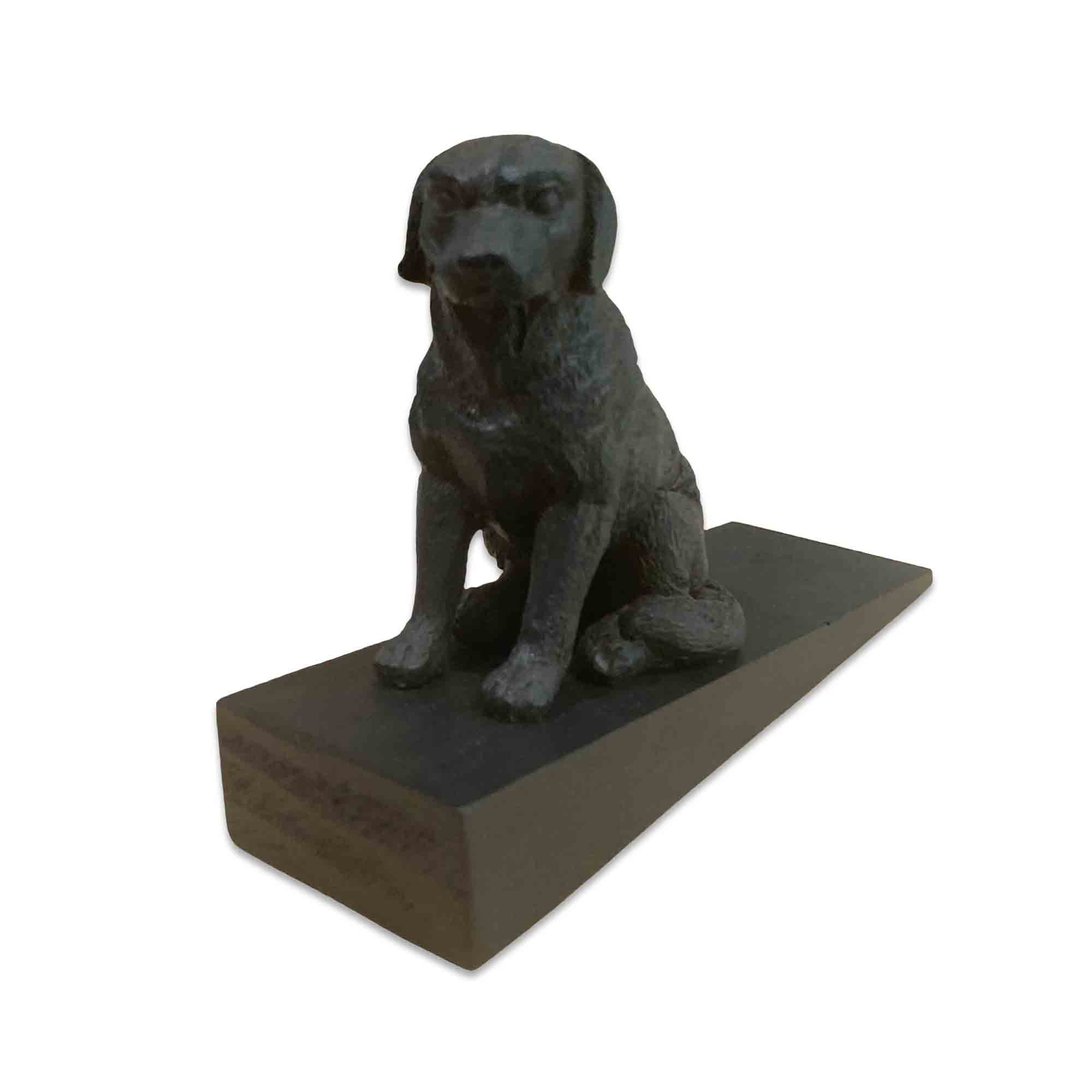 Resin Labrador Dog on a Wooden Door Wedge