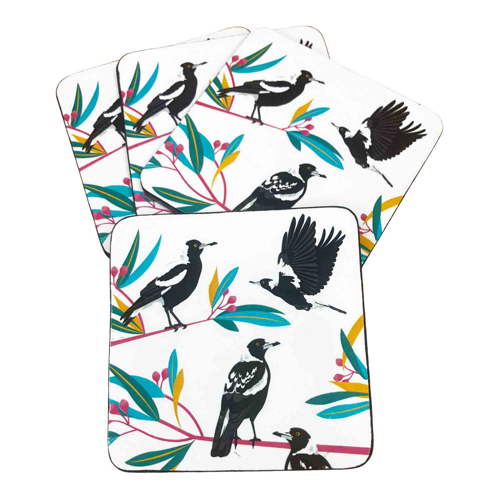Magpies Resin Coasters - Set of 4