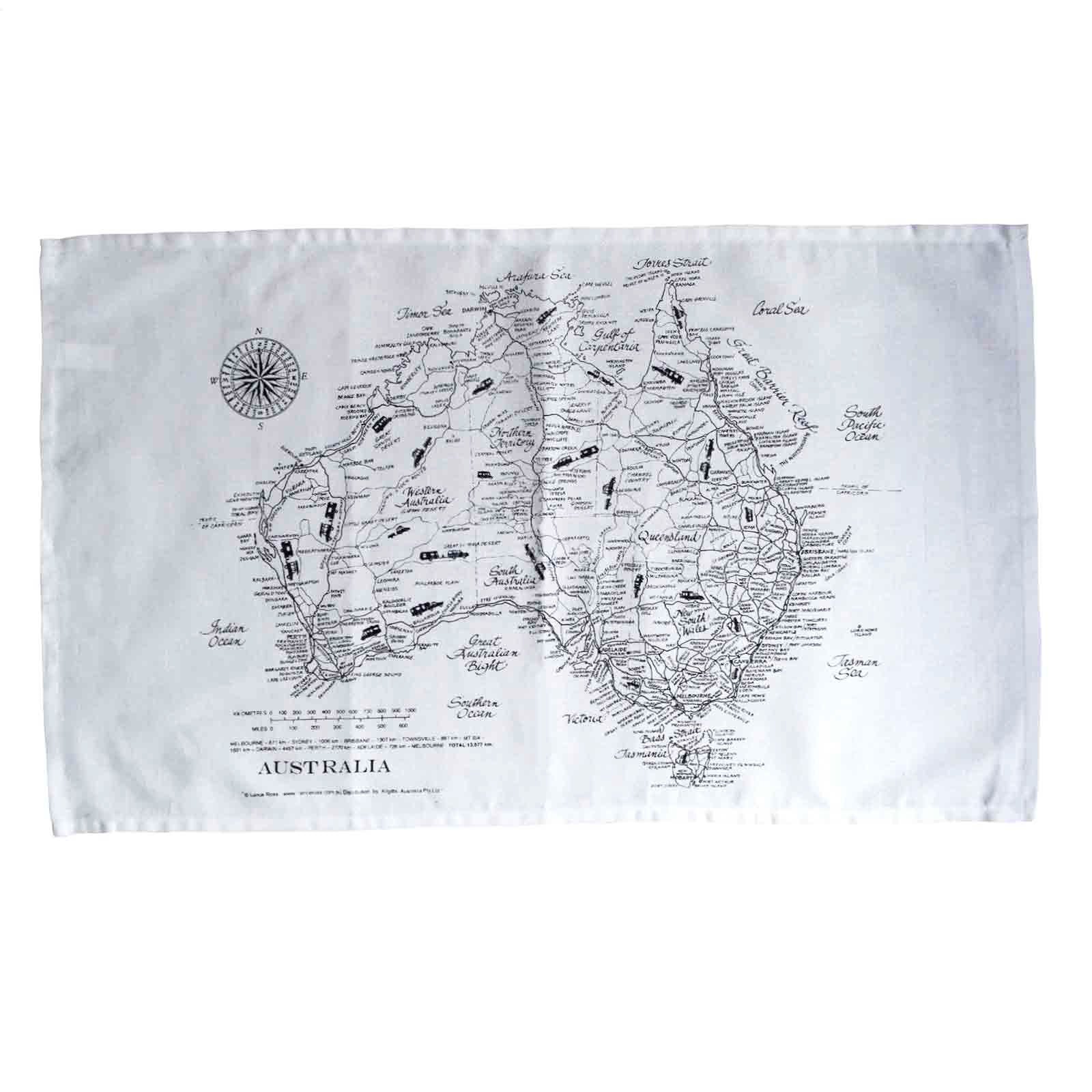 Map of Australia 100% Cotton Tea Towel