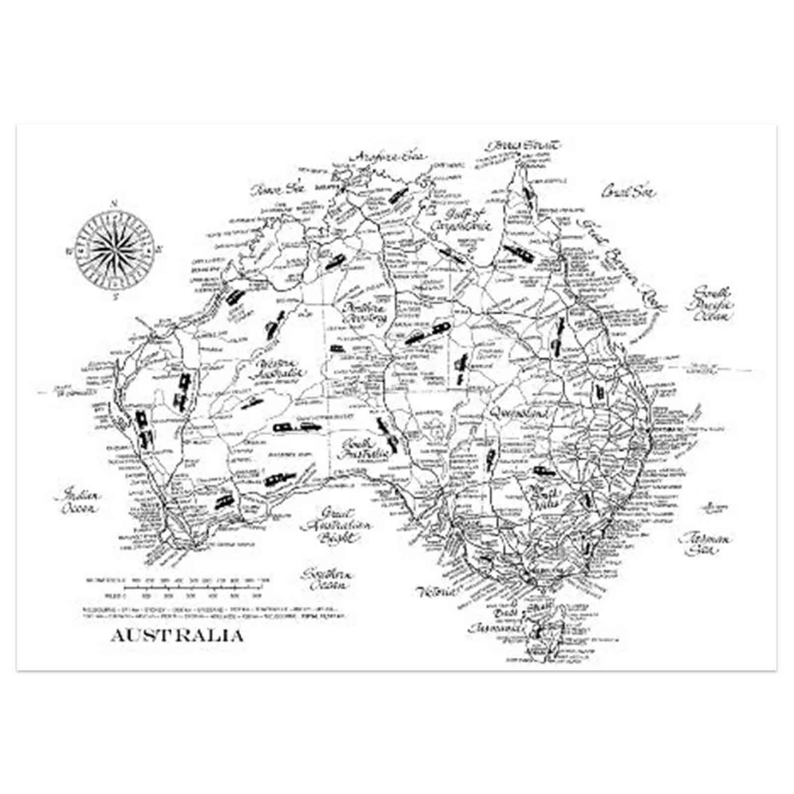 Map of Australia 100% Cotton Tea Towel