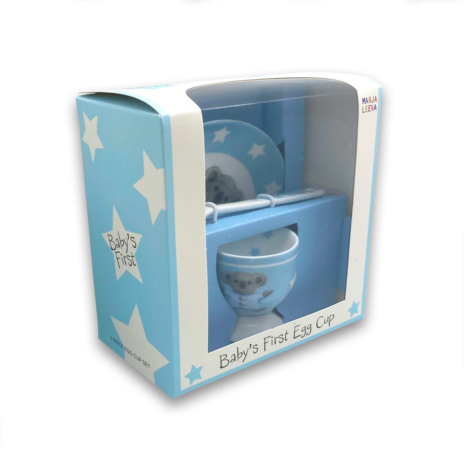 Marja Leena Blue Koala Porcelain Egg Cup and Spoon Set