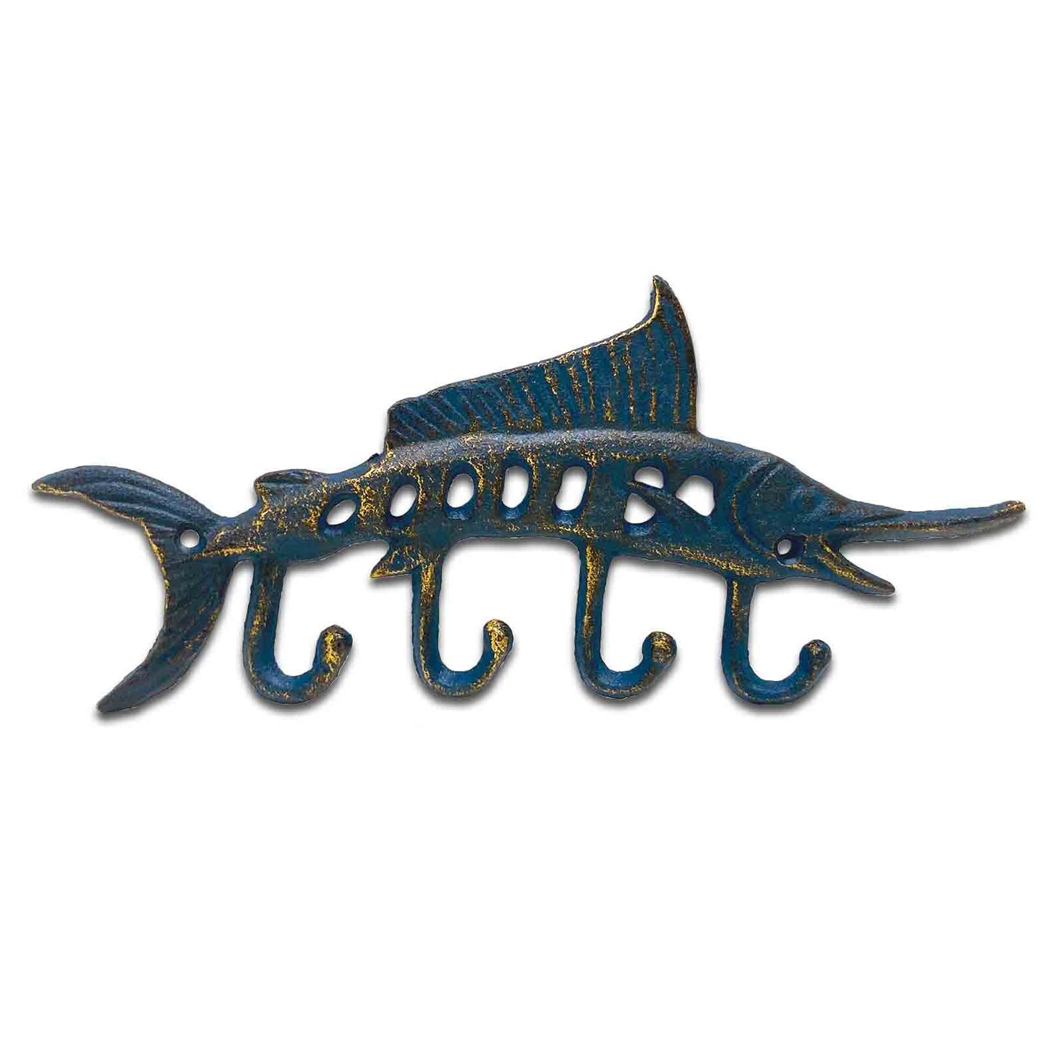 Blue Marlin Fish Cast Iron Wall Hook