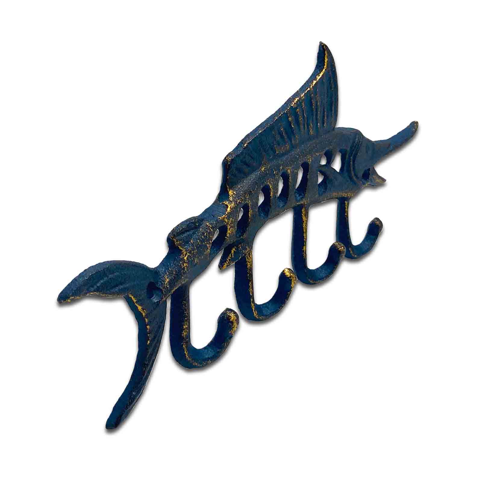 Blue Marlin Fish Cast Iron Wall Hook