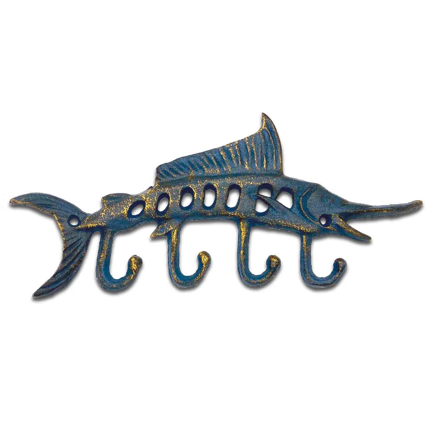 Blue Marlin Fish Cast Iron Wall Hook