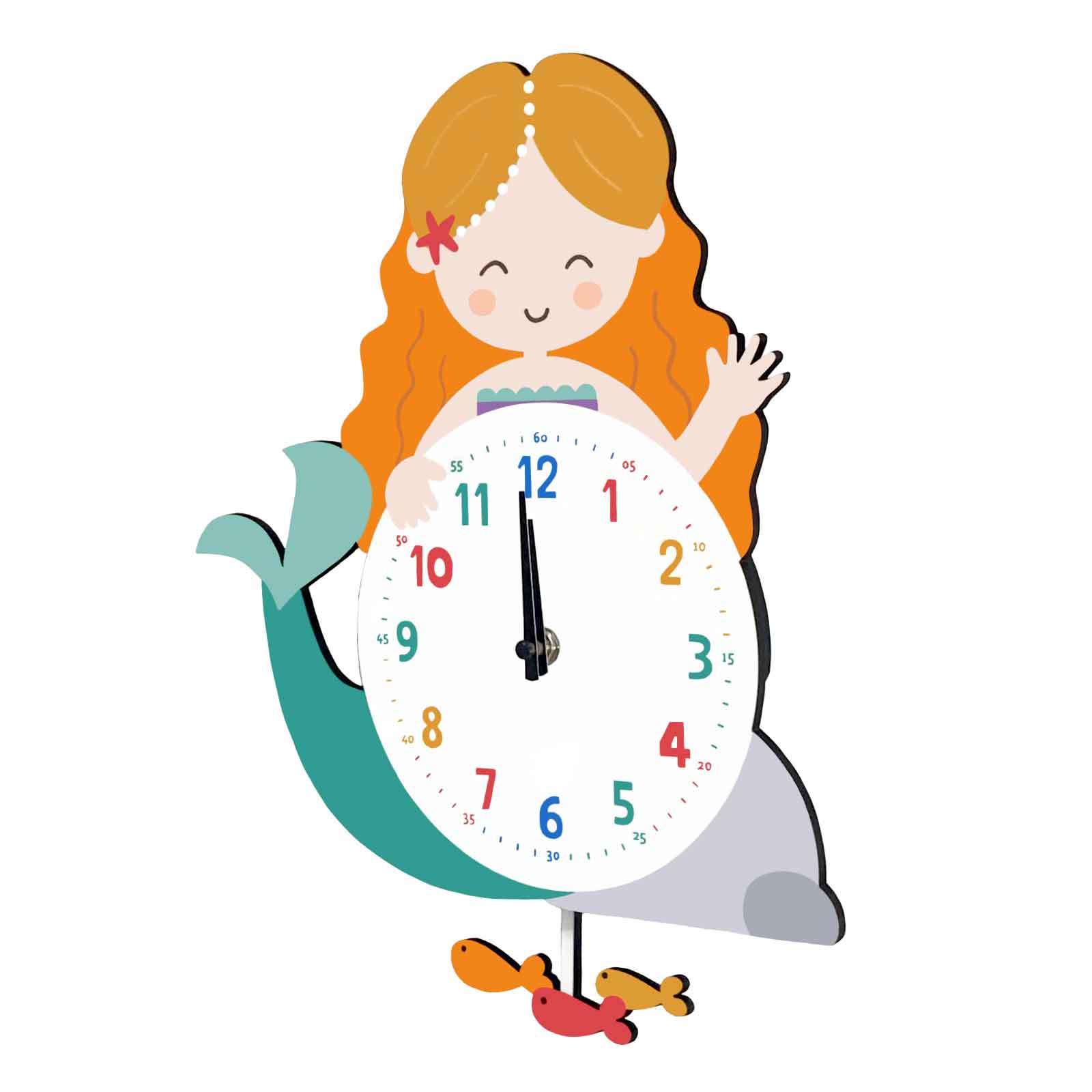 Mermaid Kids Pendulum Wall Clock