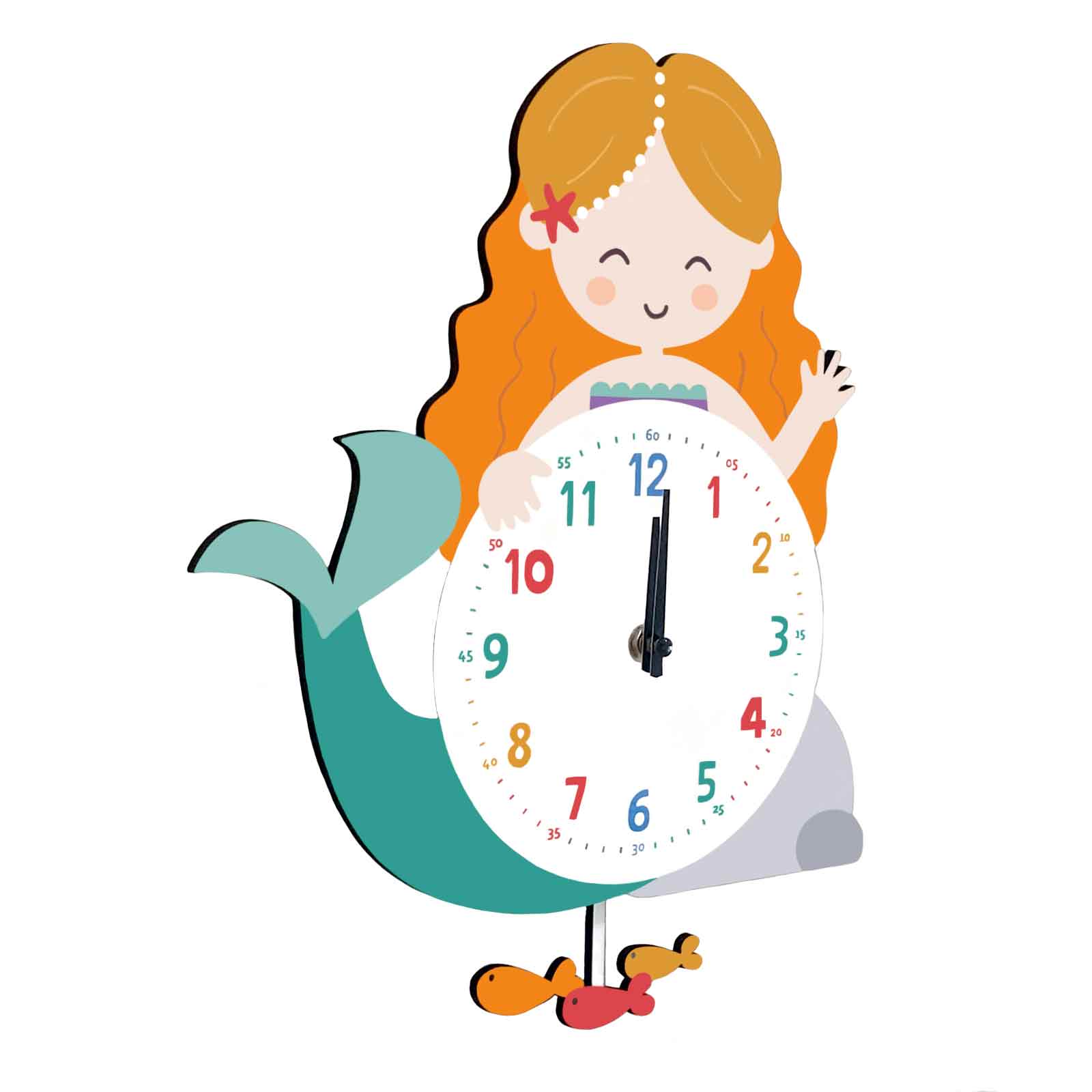 Mermaid Kids Pendulum Wall Clock