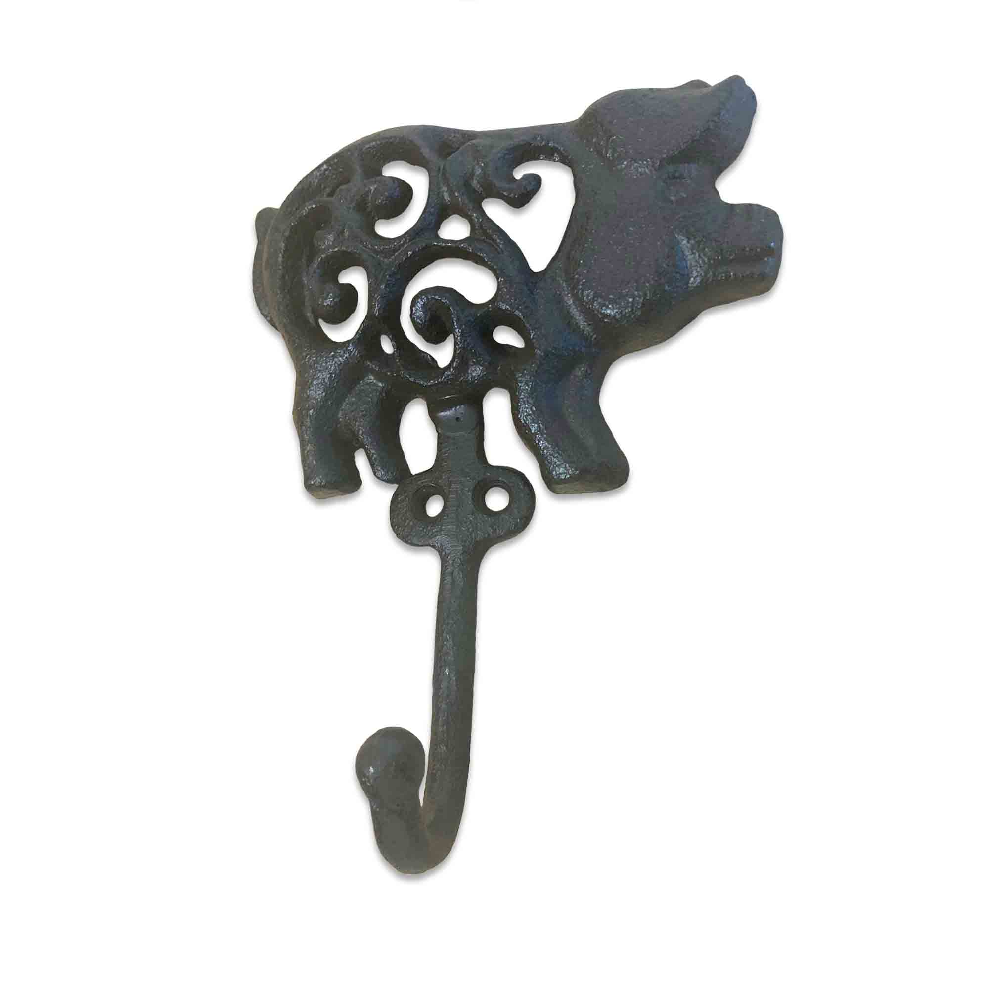 Cast Iron Pig Wall Hook with a cutout design